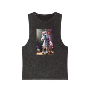 Animated Unicorn Children Generated By Ai (18) Unisex Stonewash Tank Top