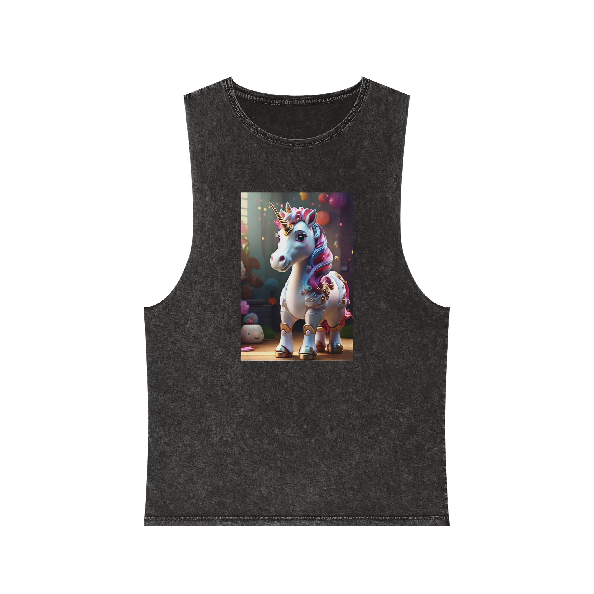 Animated Unicorn Children Generated By Ai (18) Unisex Stonewash Tank Top