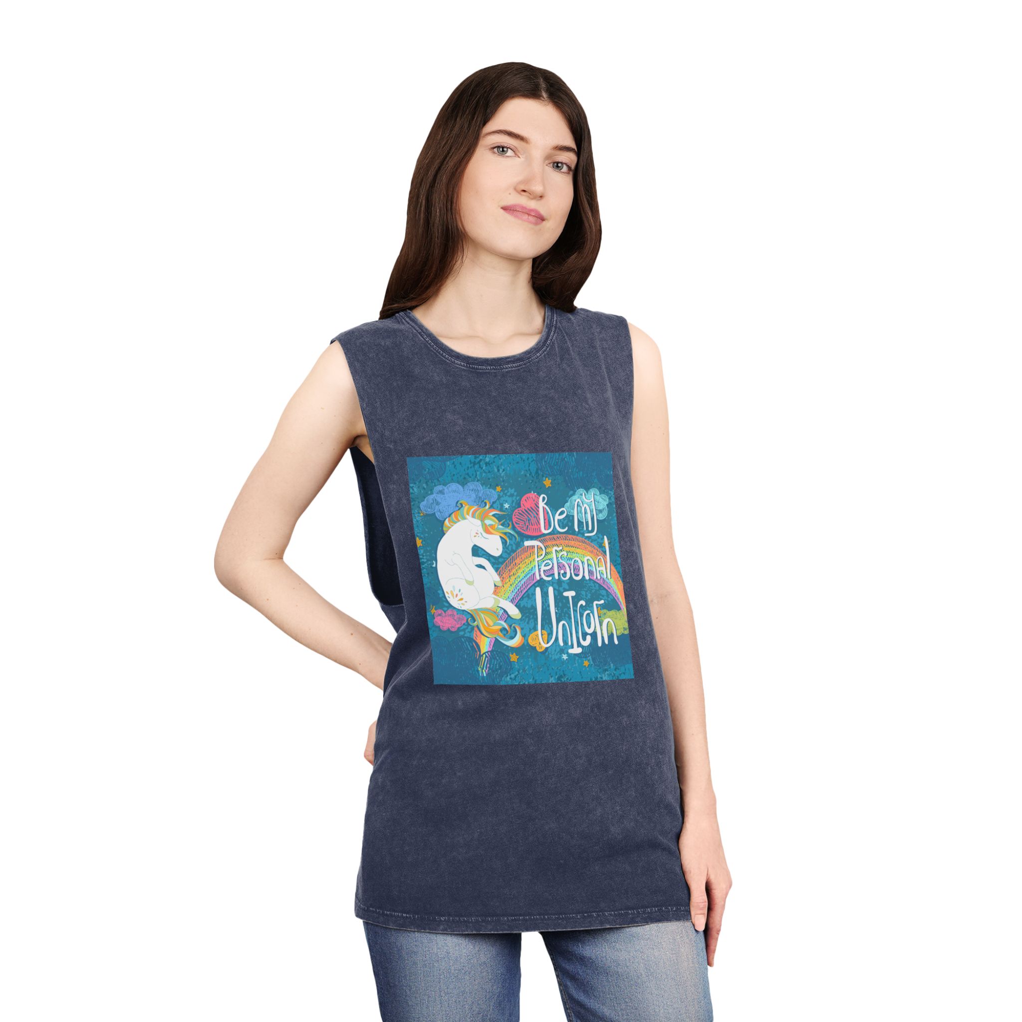 Be My Personal Unicorn Unisex Stonewash Tank Top - Image 16