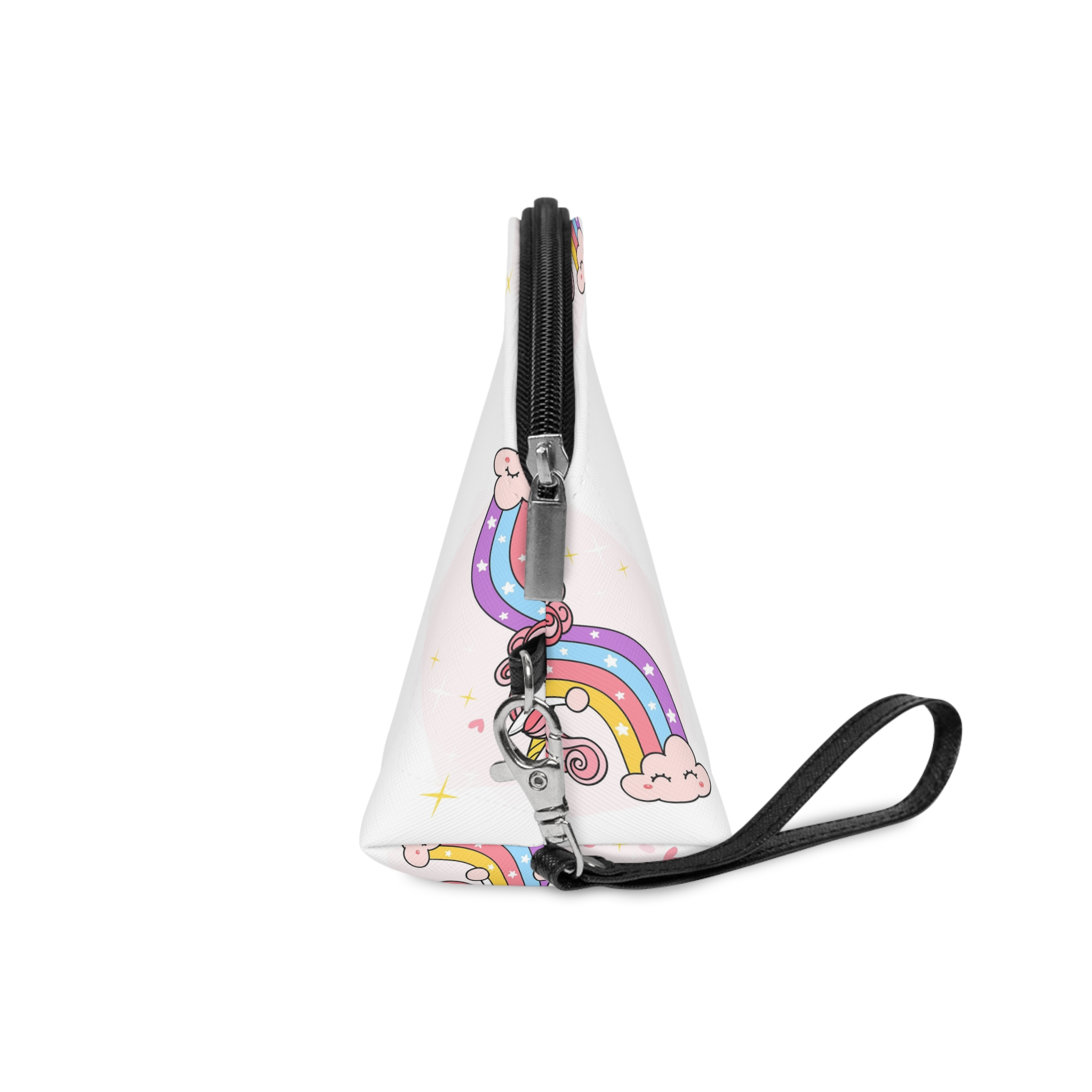 Cute Unicorn Magical Purple Rainbow Simple Doodle Outline Cartoon Illustration Makeup Bag - Image 3