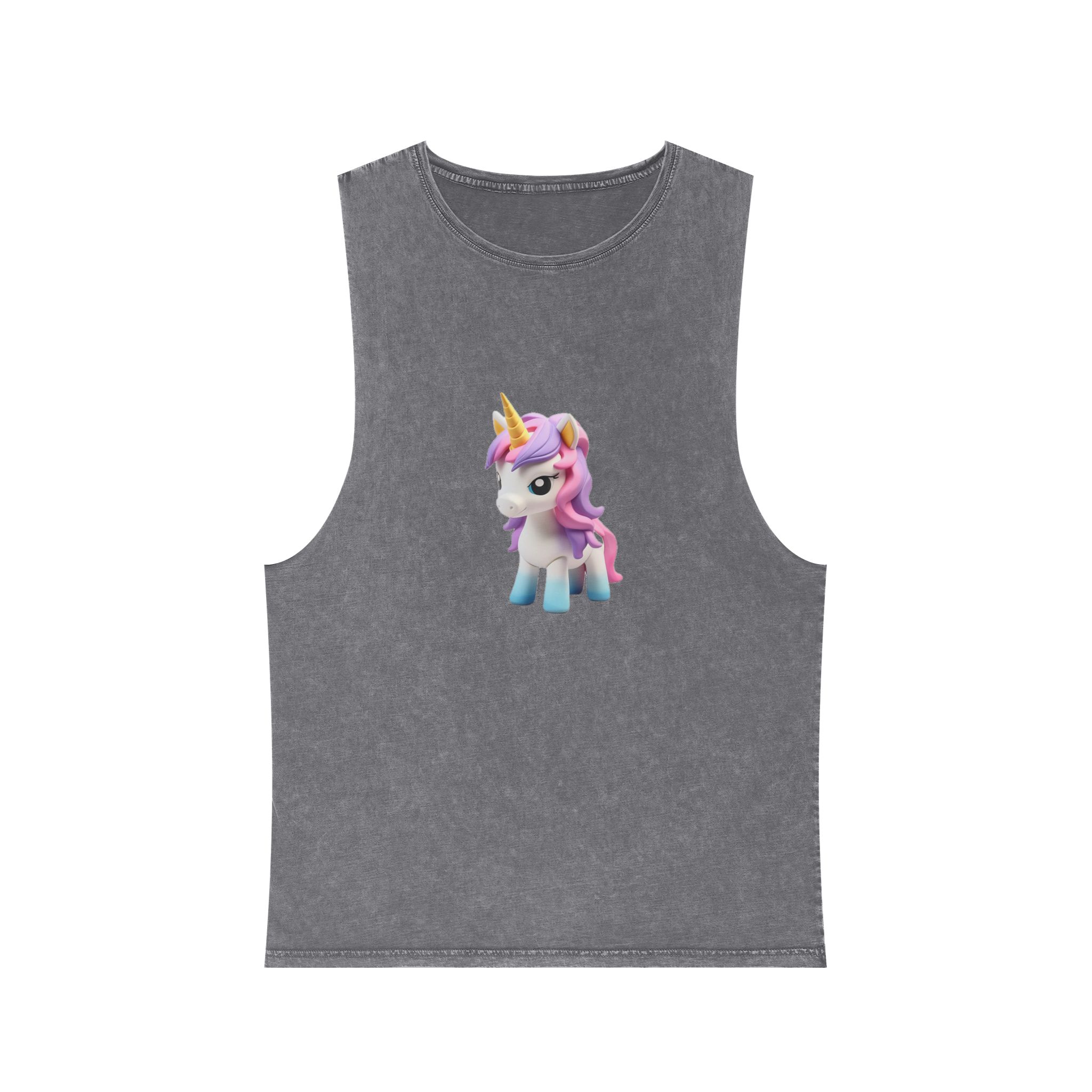 Mythical Unicorn Kids Figurine Style (5) Unisex Stonewash Tank Top - Image 9