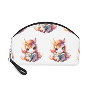 Unicorn Reading Book With Unicorn Horn Her Head Generative Ai Makeup Bag