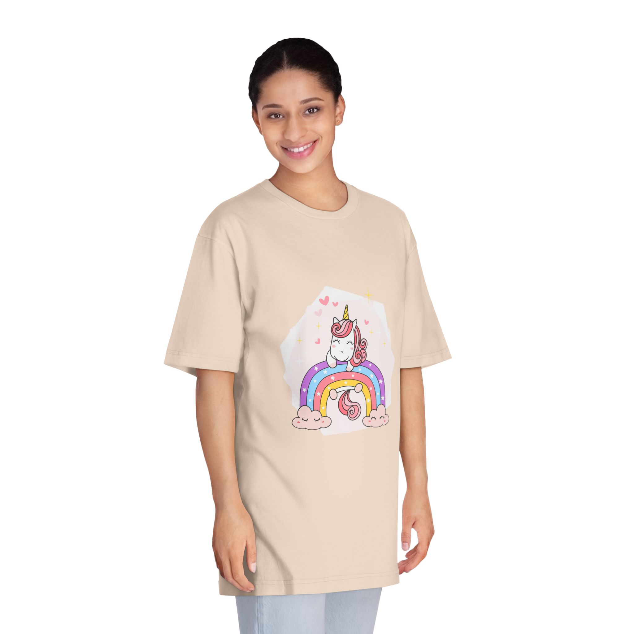 Cute Unicorn Magical Purple Rainbow Simple Doodle Outline Cartoon Illustration Unisex Classic Crewneck T Shirt - Image 11