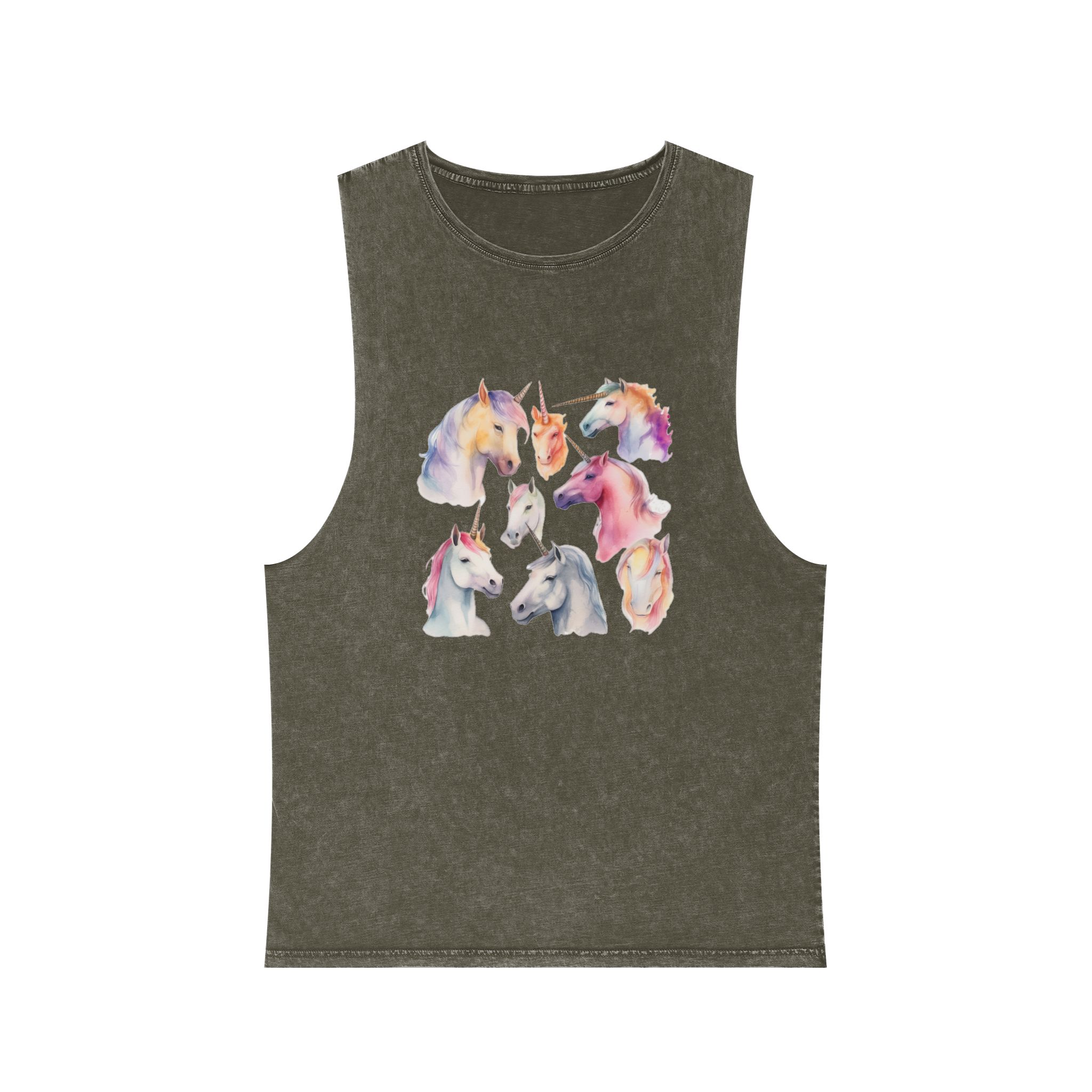There Are Four Different Unicorns With Different Colored Manes Generative Ai Unisex Stonewash Tank Top - Image 5