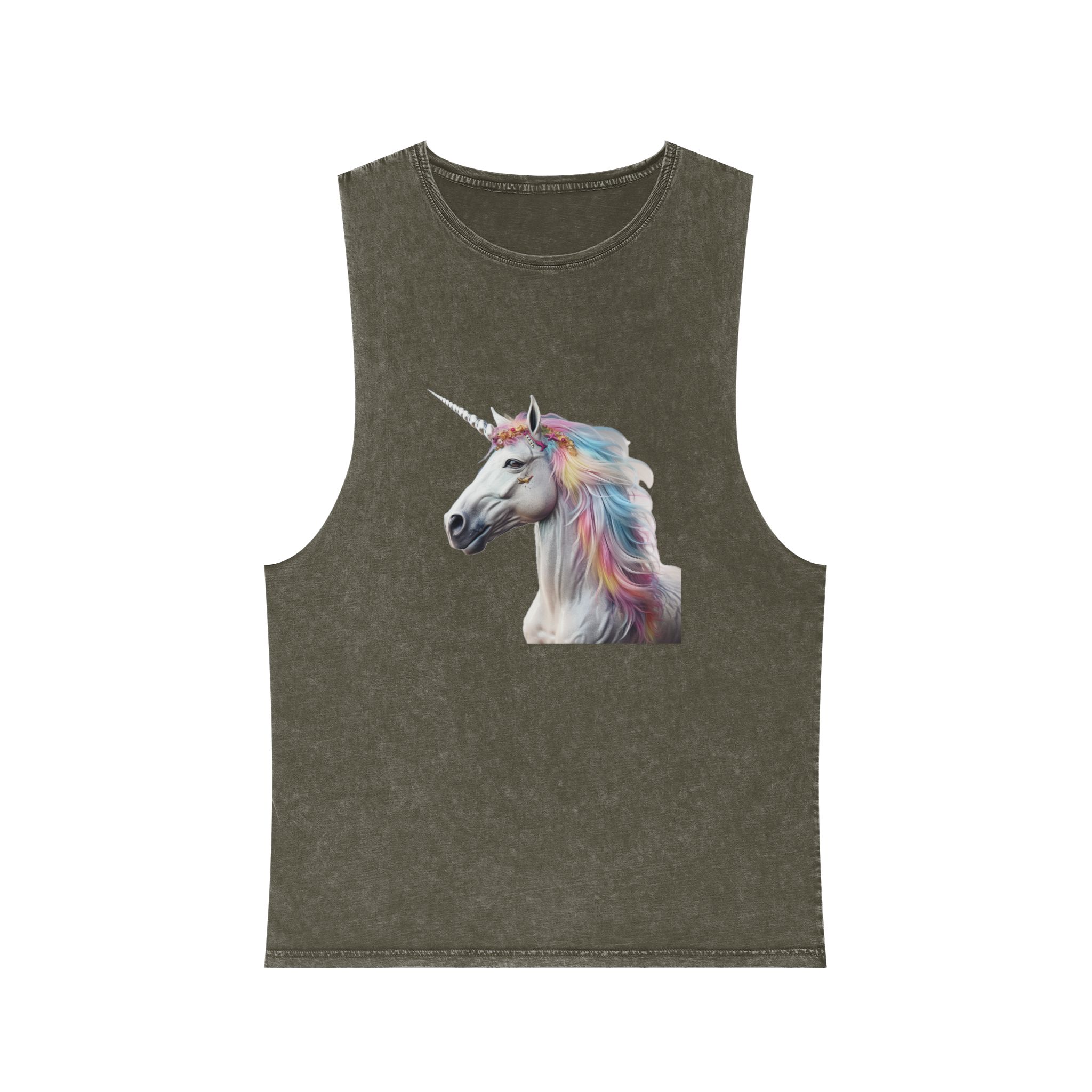 Colorful 3d Mythical Unicorn (3) Unisex Stonewash Tank Top - Image 5