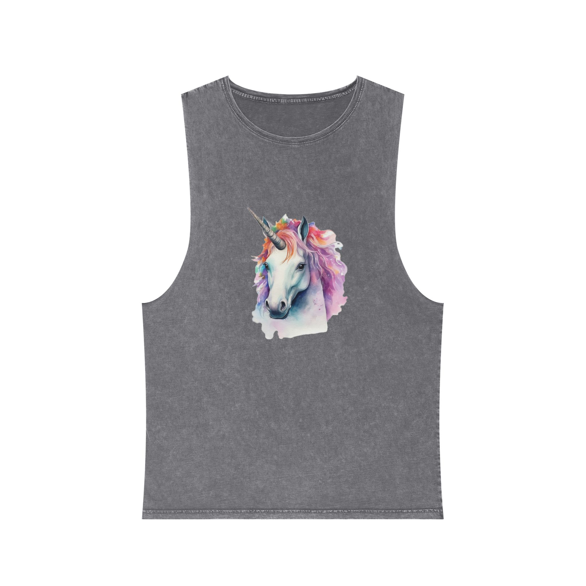 Painting Unicorn With Colorful Mane Long Mane Generative Ai (3) Unisex Stonewash Tank Top - Image 9