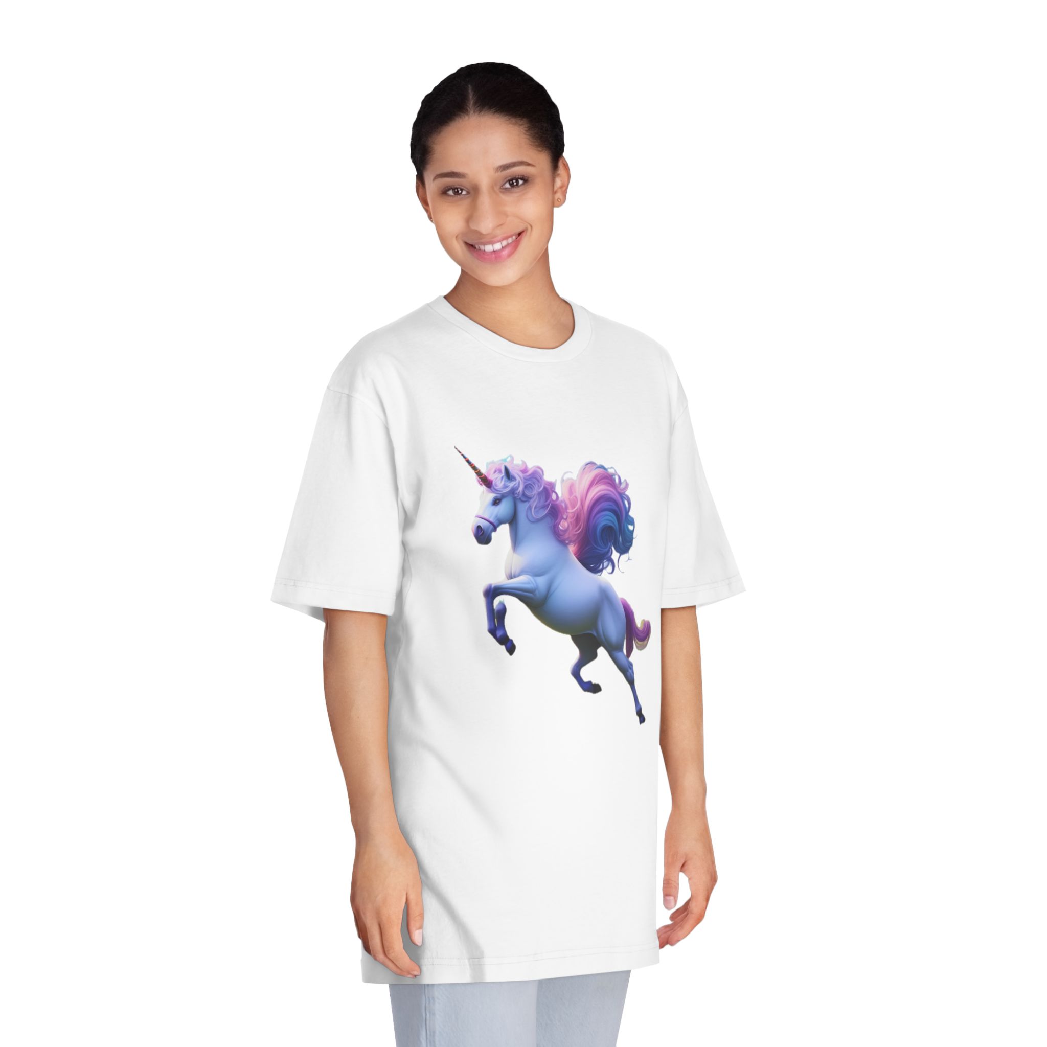 Beautiful Unicorn Running Magical Meadow Unicorn Background Images Whimsical Unicorn (26) Unisex Classic Crewneck T Shirt - Image 3