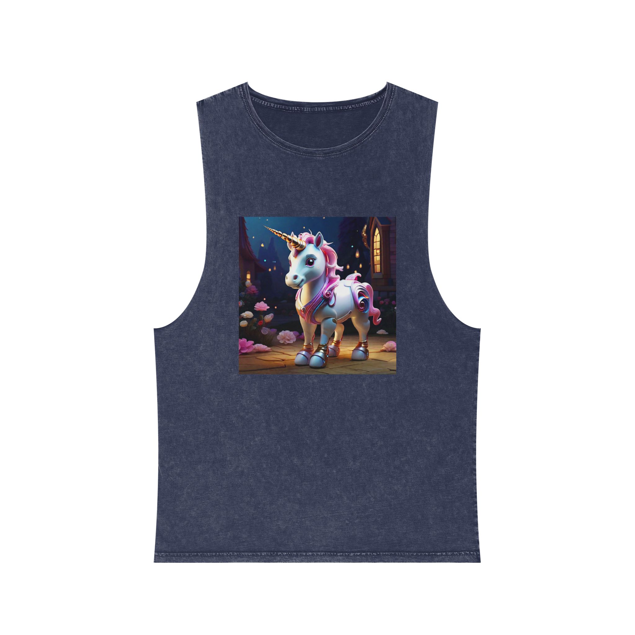 Animated Unicorn Children Generated By Ai (9) Unisex Stonewash Tank Top - Image 13