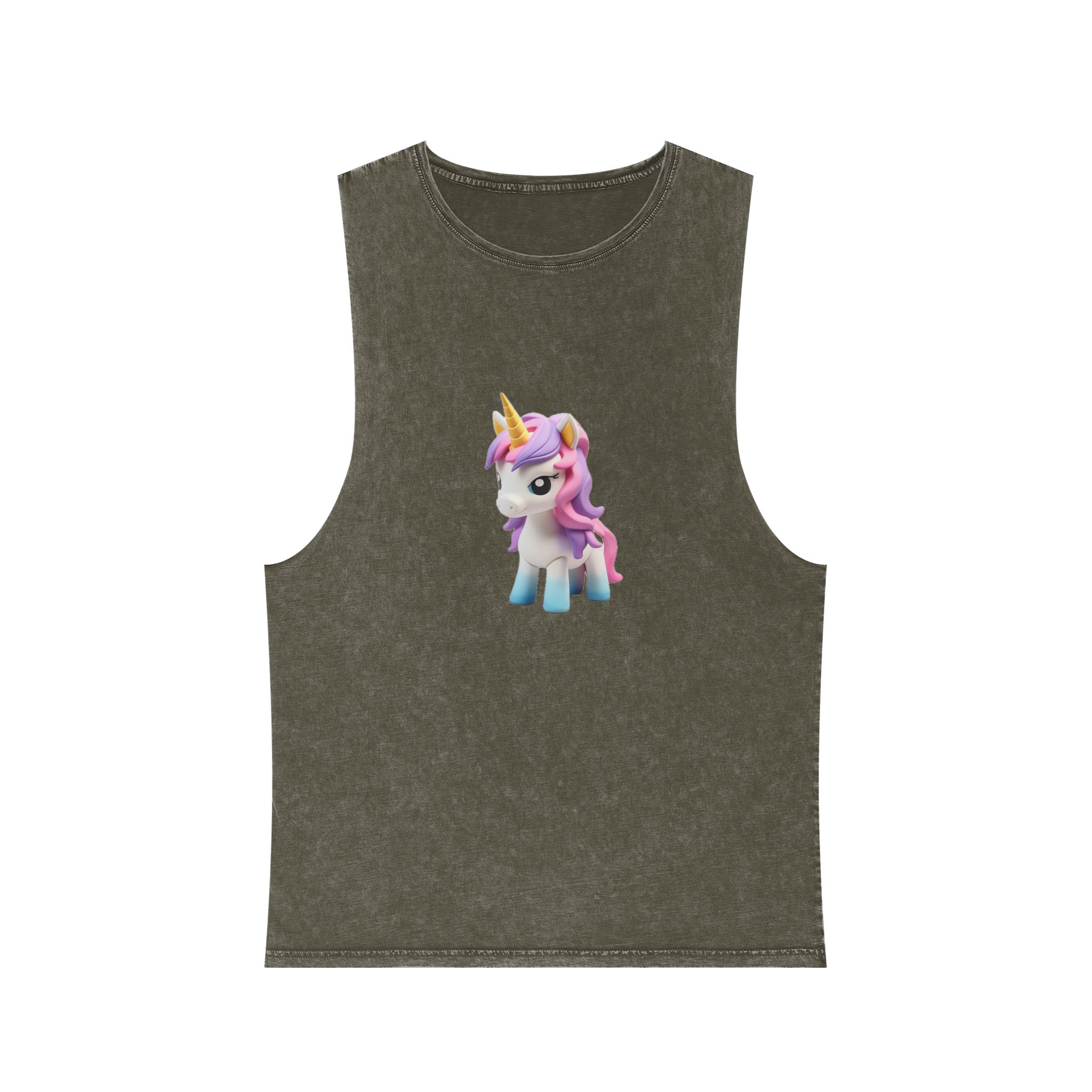 Mythical Unicorn Kids Figurine Style (5) Unisex Stonewash Tank Top - Image 5