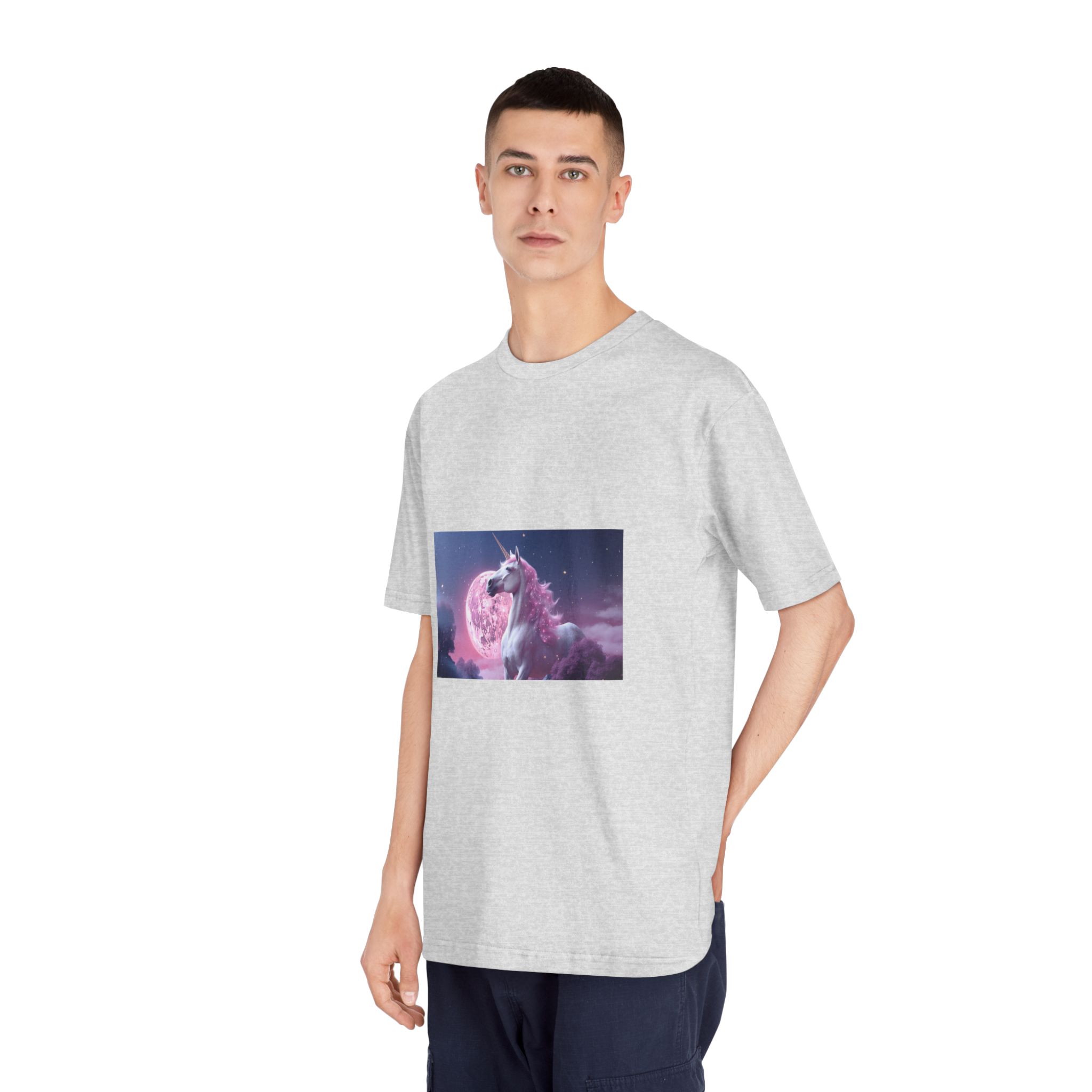 Pink Background With Unicorn Illustration Ai Generativexa Unisex Classic Crewneck T Shirt - Image 16