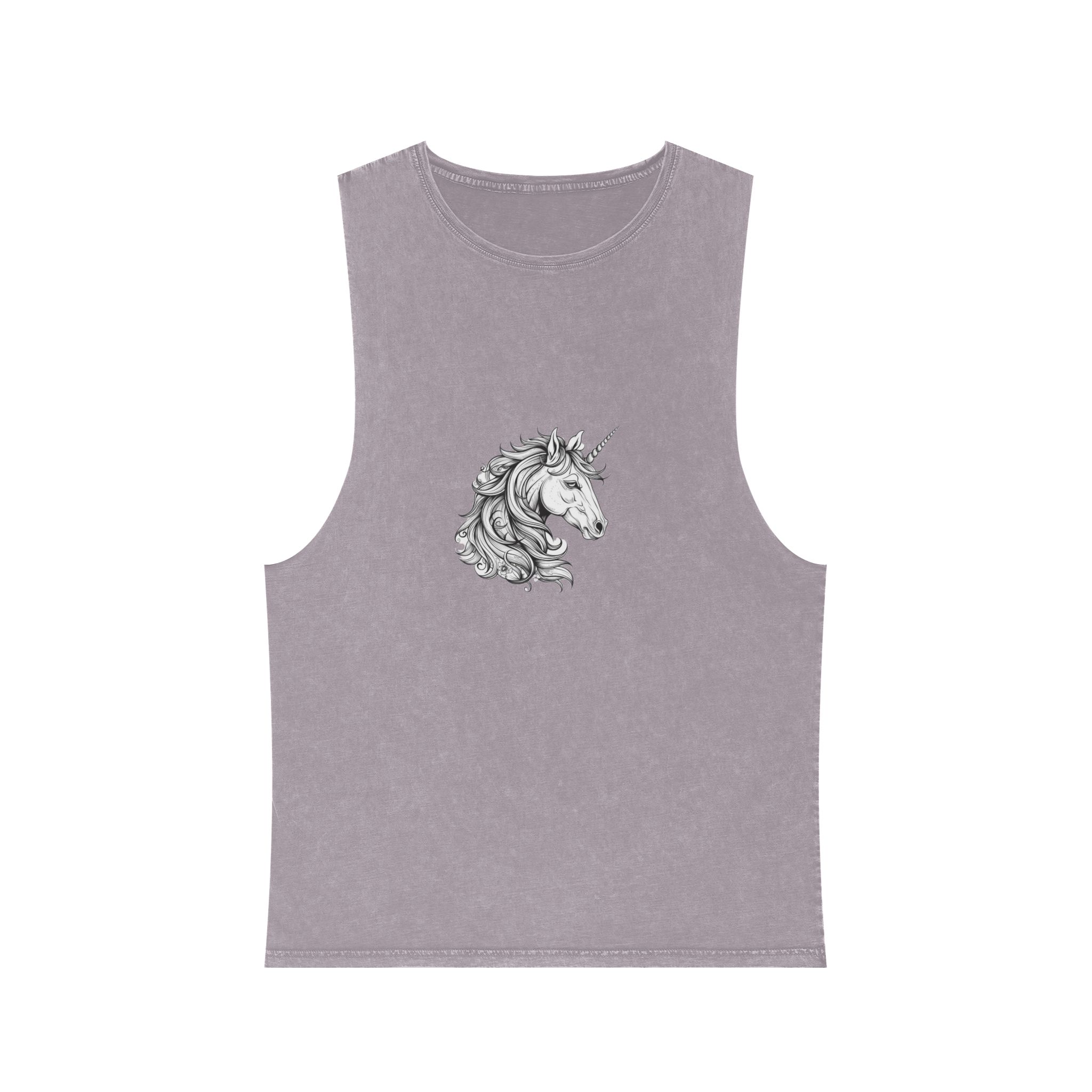 Cute Unicorn Animation Line Drawing Black White Create Greeting Cards Coloring Books Po Copy Unisex Stonewash Tank Top - Image 17