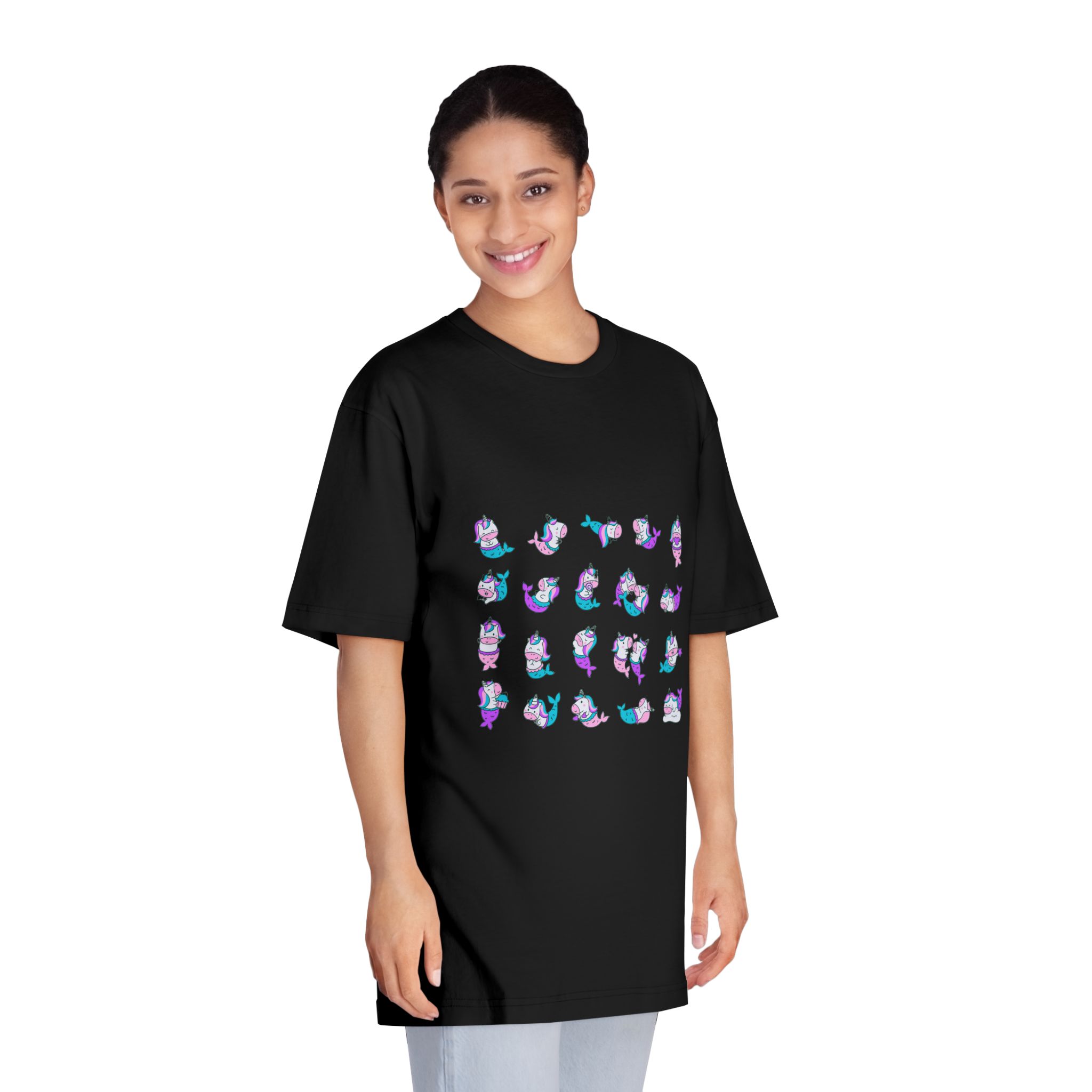 Cute Kawaii Unicorn Mermaid Fantasy Cartoon Characters Hand Drawn Style Unisex Classic Crewneck T Shirt - Image 7