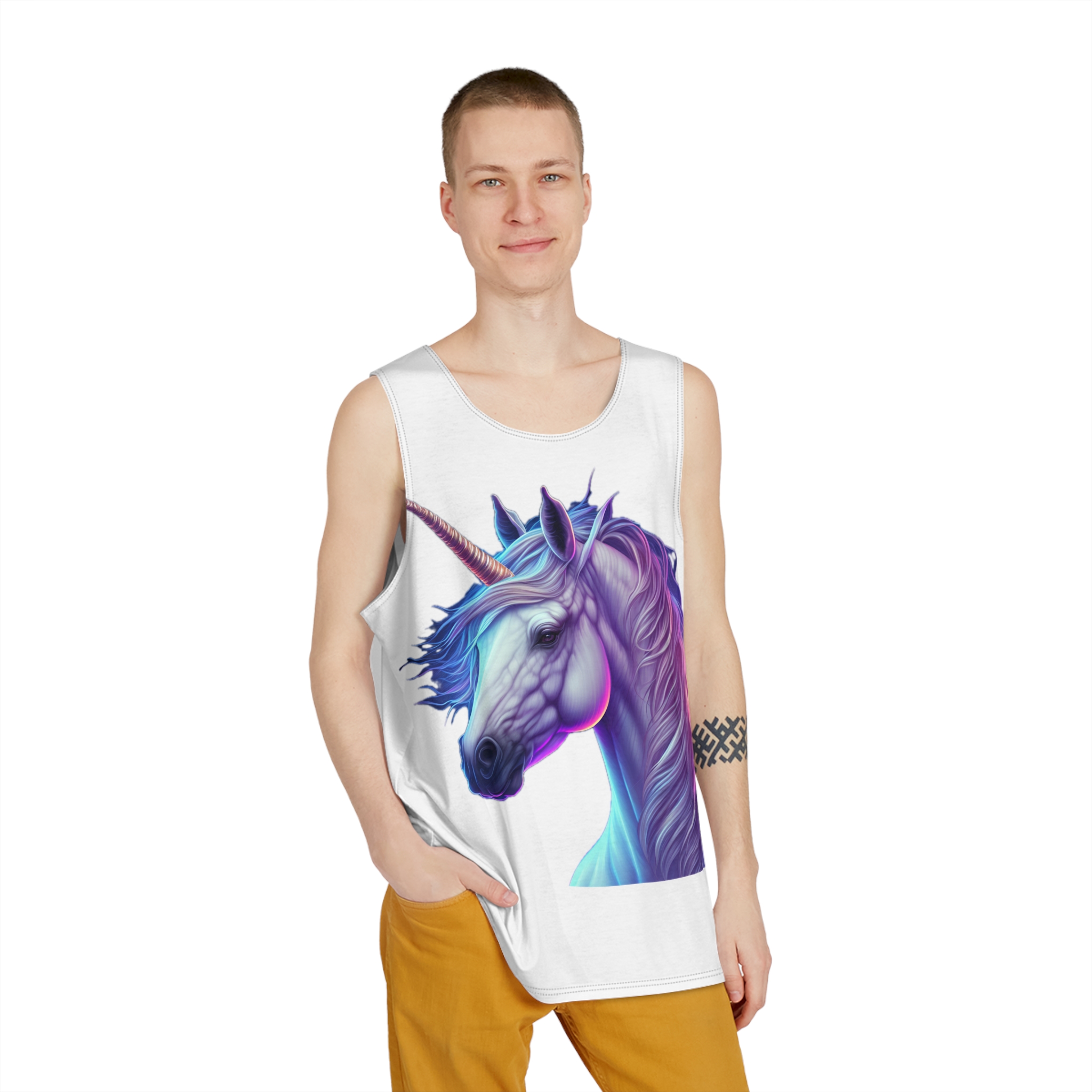 Adorable Colorful Unicorn Copy Mens Tank Aop - Image 3