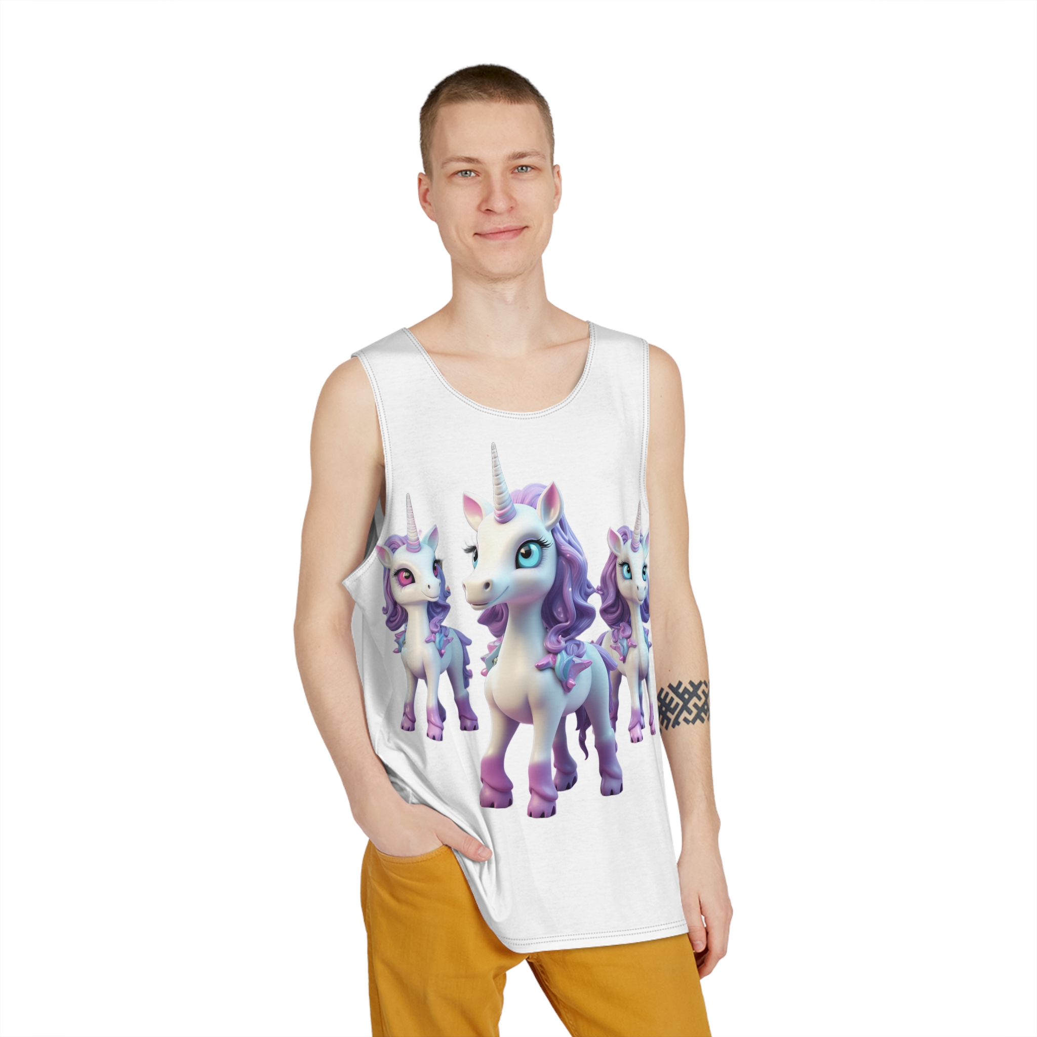Mythical Unicorn Kids Figurine Style (2) Mens Tank Aop - Image 3