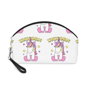 Cute Unicorn With Colorful Hair Hearts Makeup Bag
