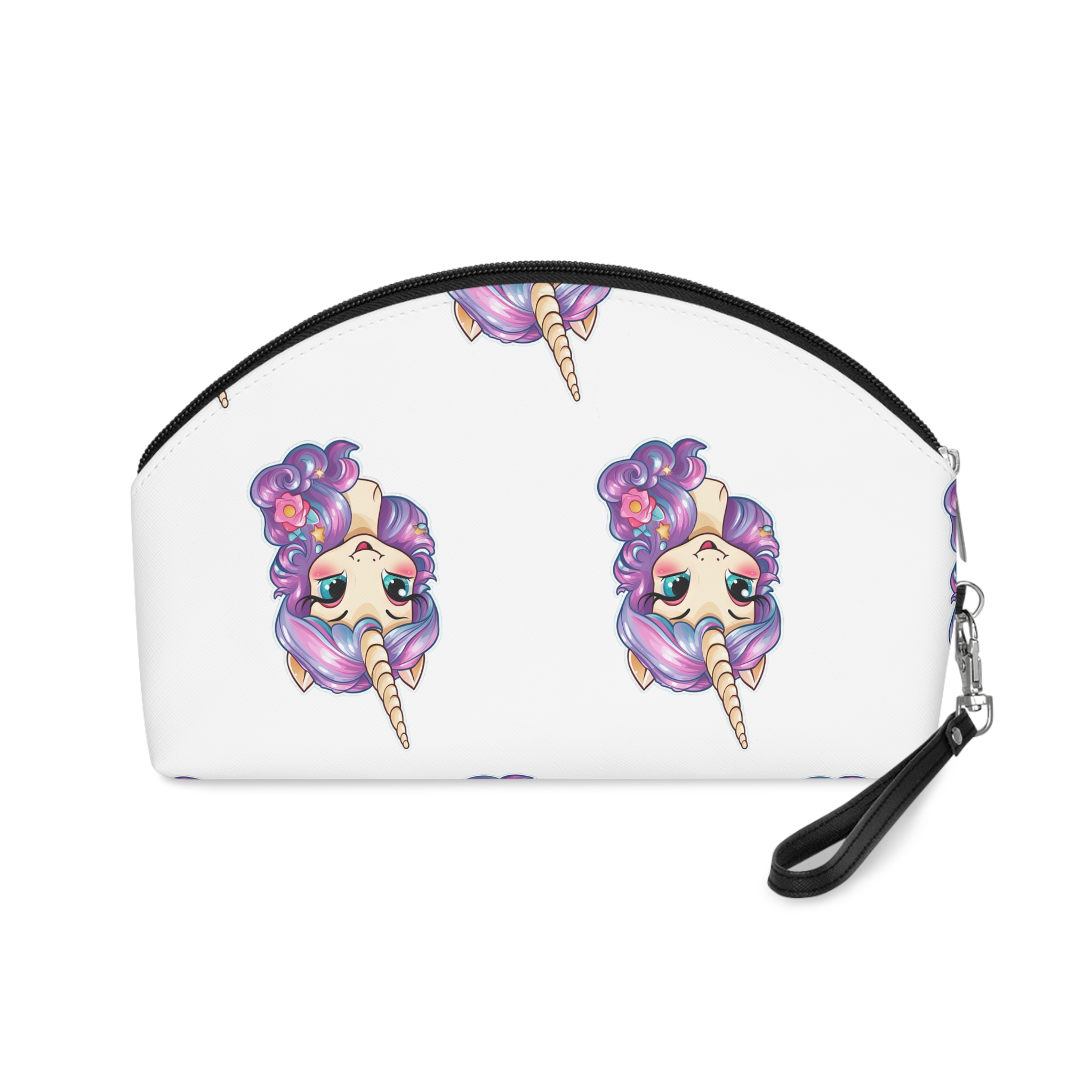 Cute Little Baby Unicorn With Rainbow Flowers Vector Illustration Set Generative Ai Makeup Bag - Image 2