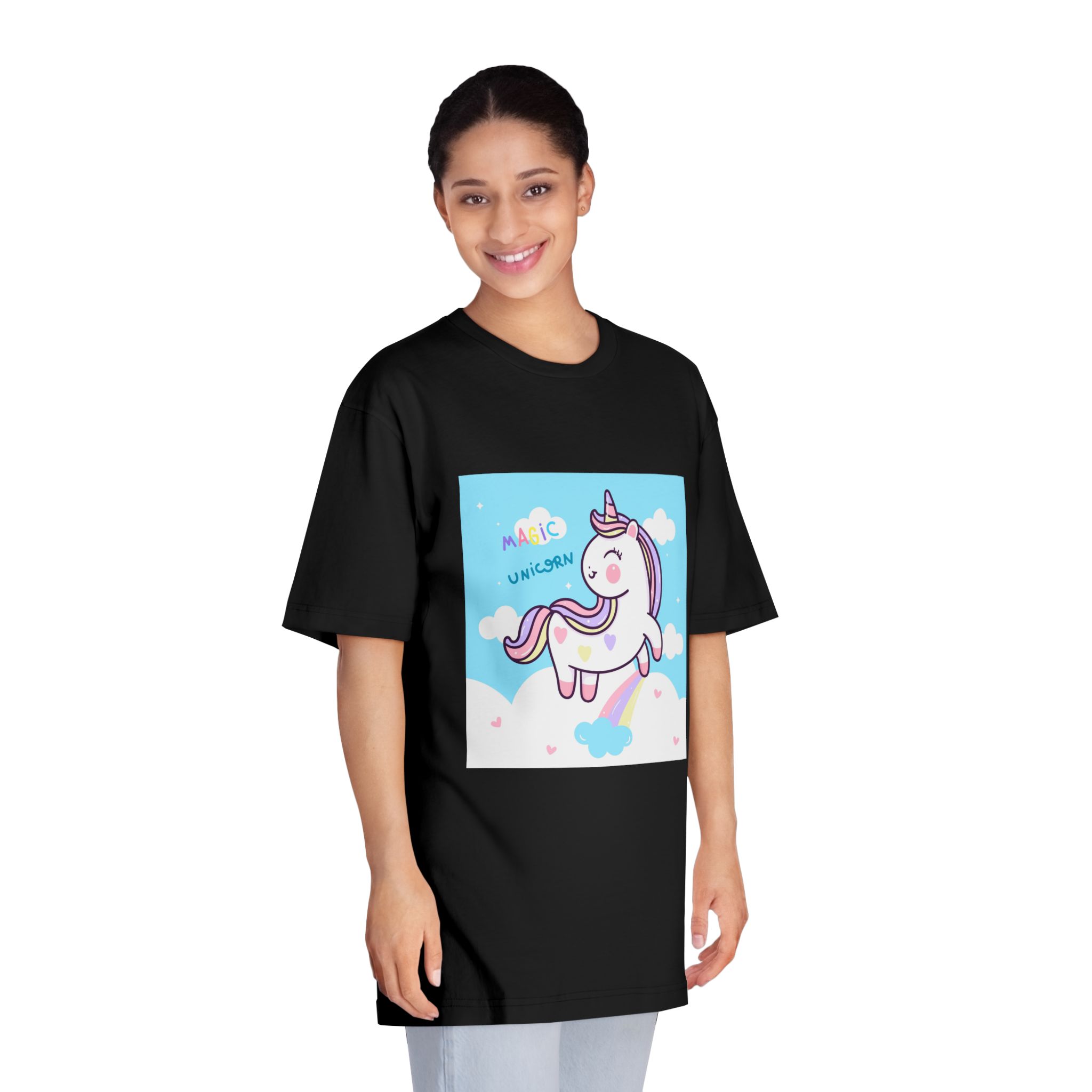 Unicorn Fly With Rainbow Kawaii Animal Unisex Classic Crewneck T Shirt - Image 7