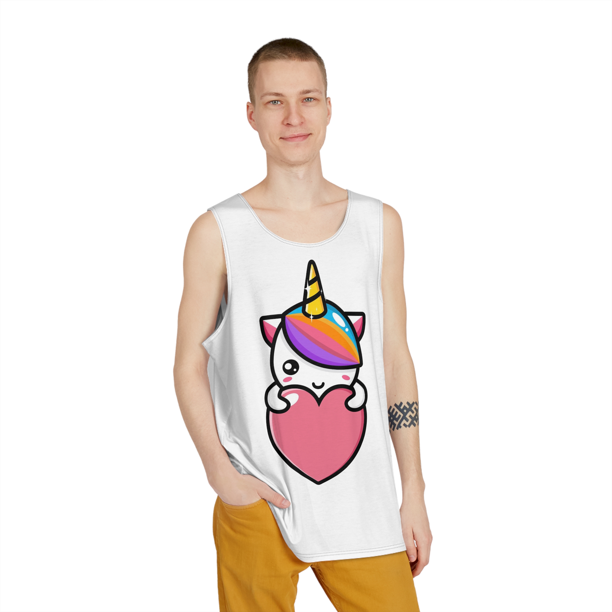 Cute Unicorn Mascot Design (7) Mens Tank Aop - Image 3