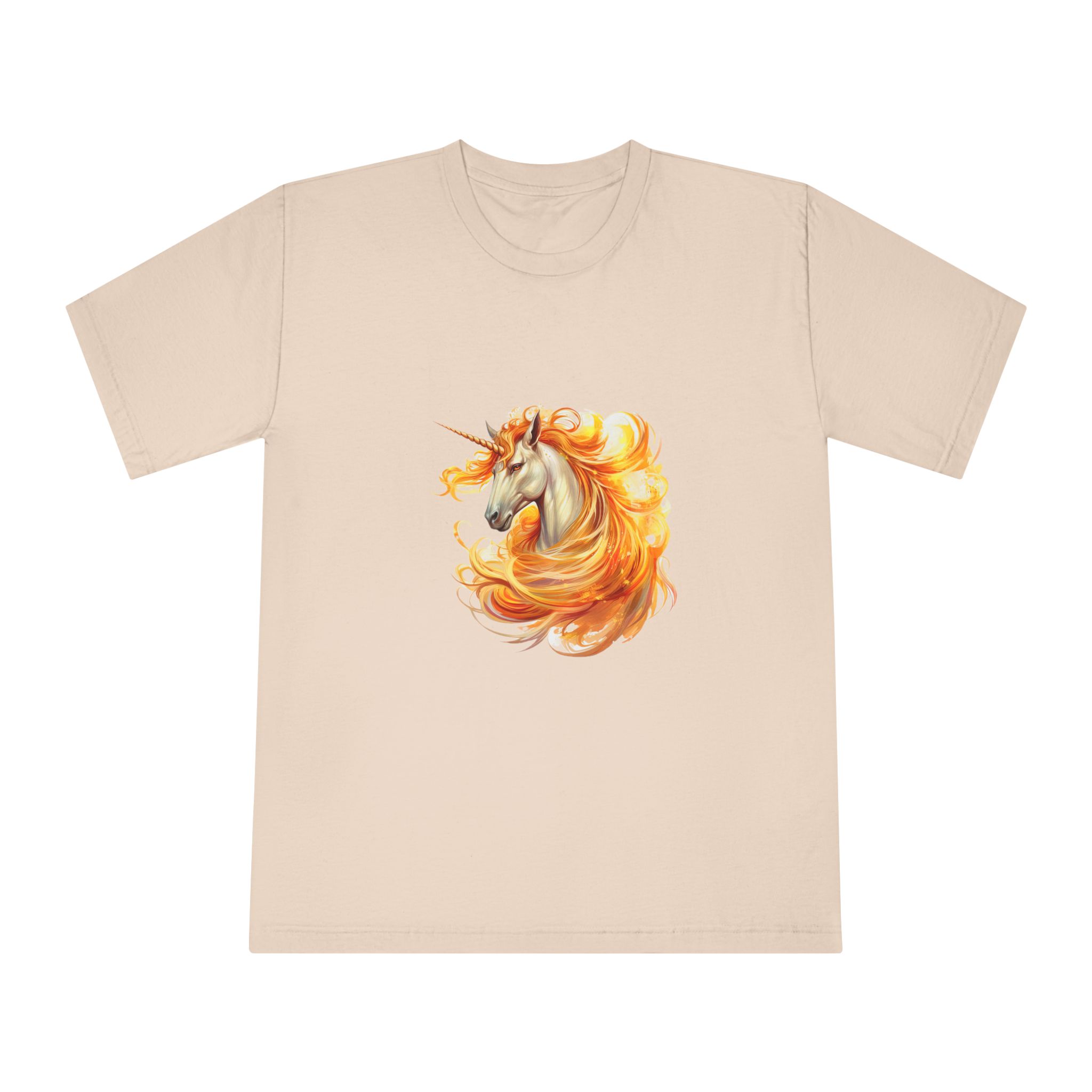 Unicorn With Yellow Mane Orange Orange Flames Unisex Classic Crewneck T Shirt - Image 9