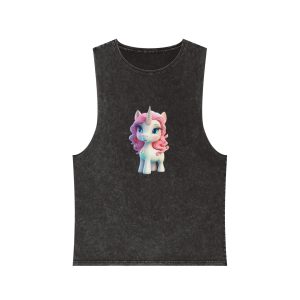 Colorful Cartoon Animated 3d Unicorn Children (14) Unisex Stonewash Tank Top