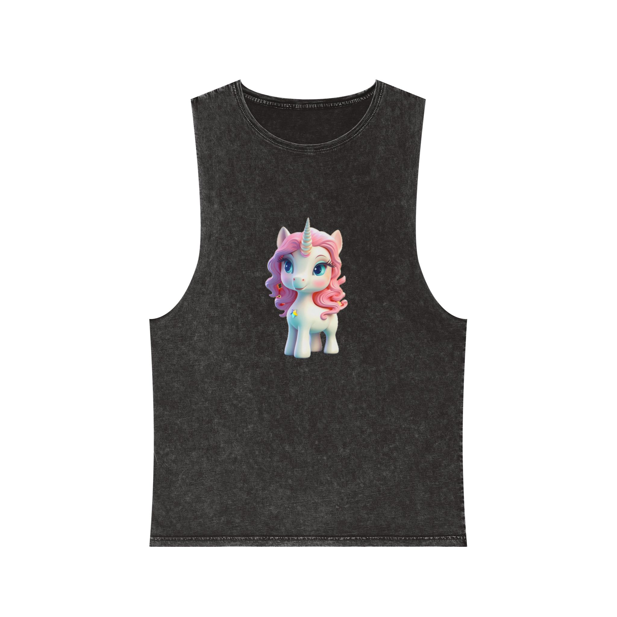 Colorful Cartoon Animated 3d Unicorn Children (14) Unisex Stonewash Tank Top