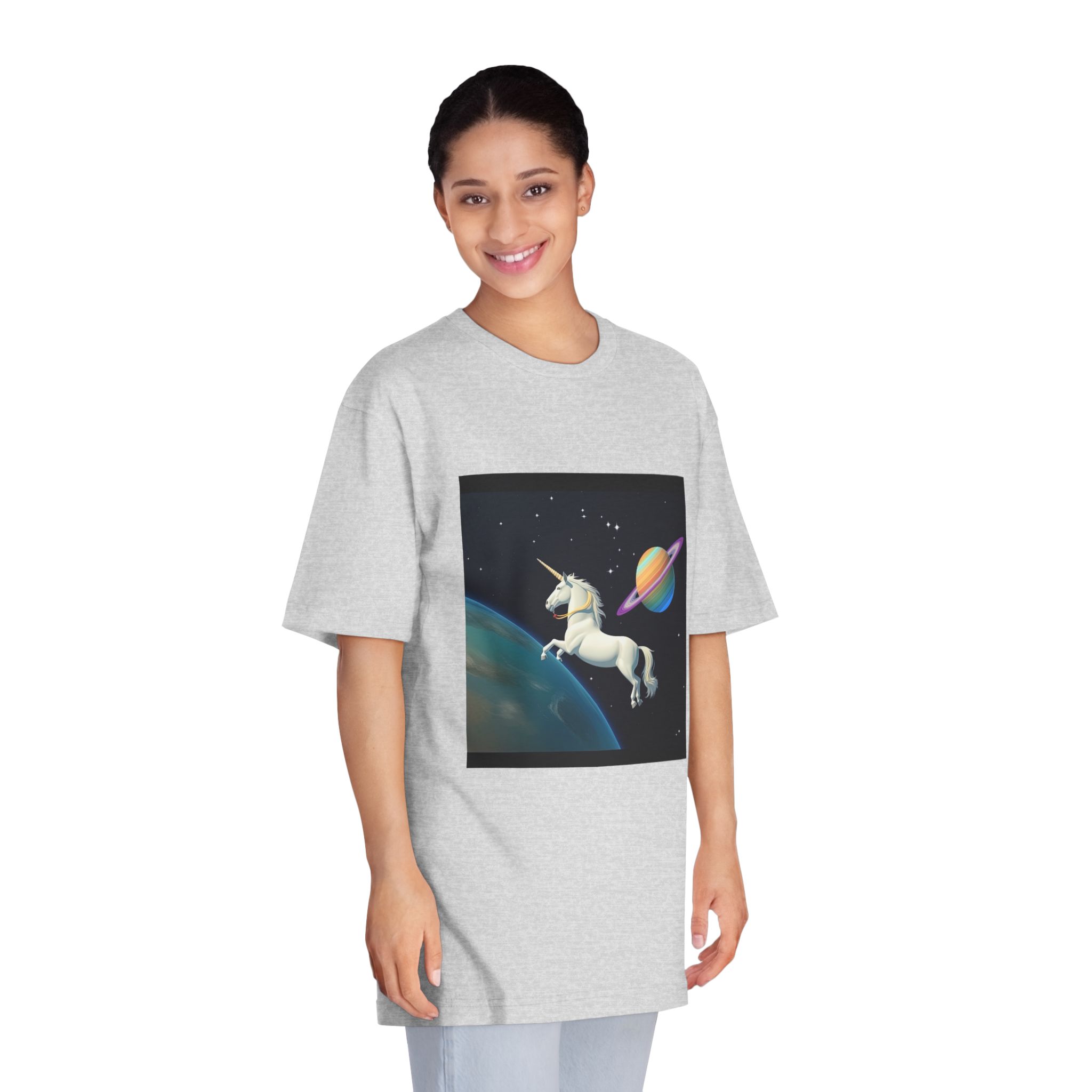 Picture White Unicorn With Rainbow It Unisex Classic Crewneck T Shirt - Image 15
