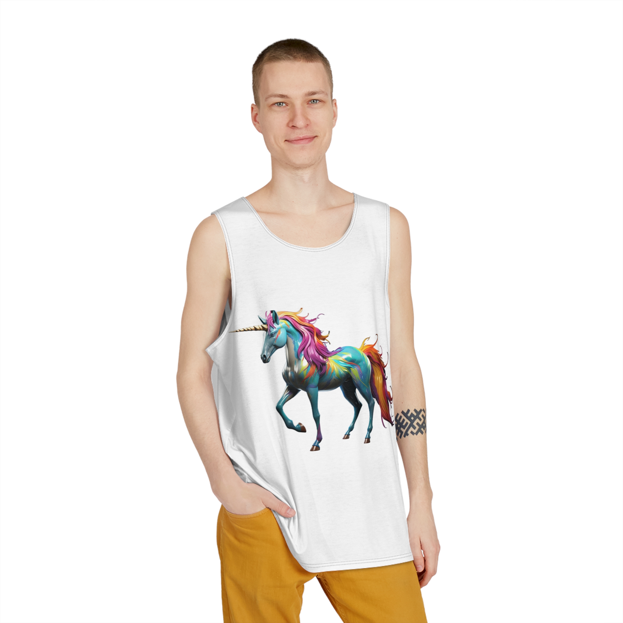 Mythical Unicorn With Oil Spill Colors Fotor Bg Remover 2023110415173 Mens Tank Aop - Image 3