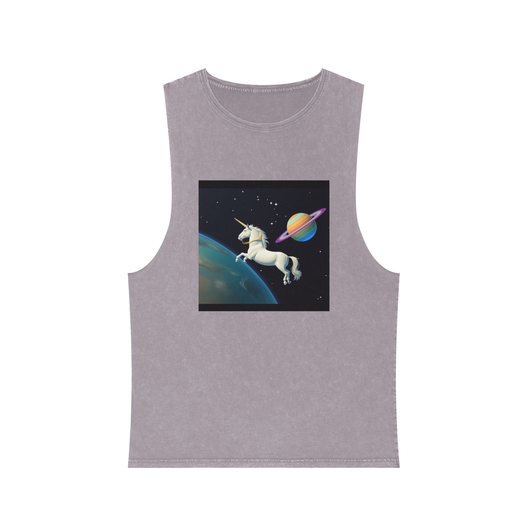 Picture White Unicorn With Rainbow It Unisex Stonewash Tank Top - Image 17