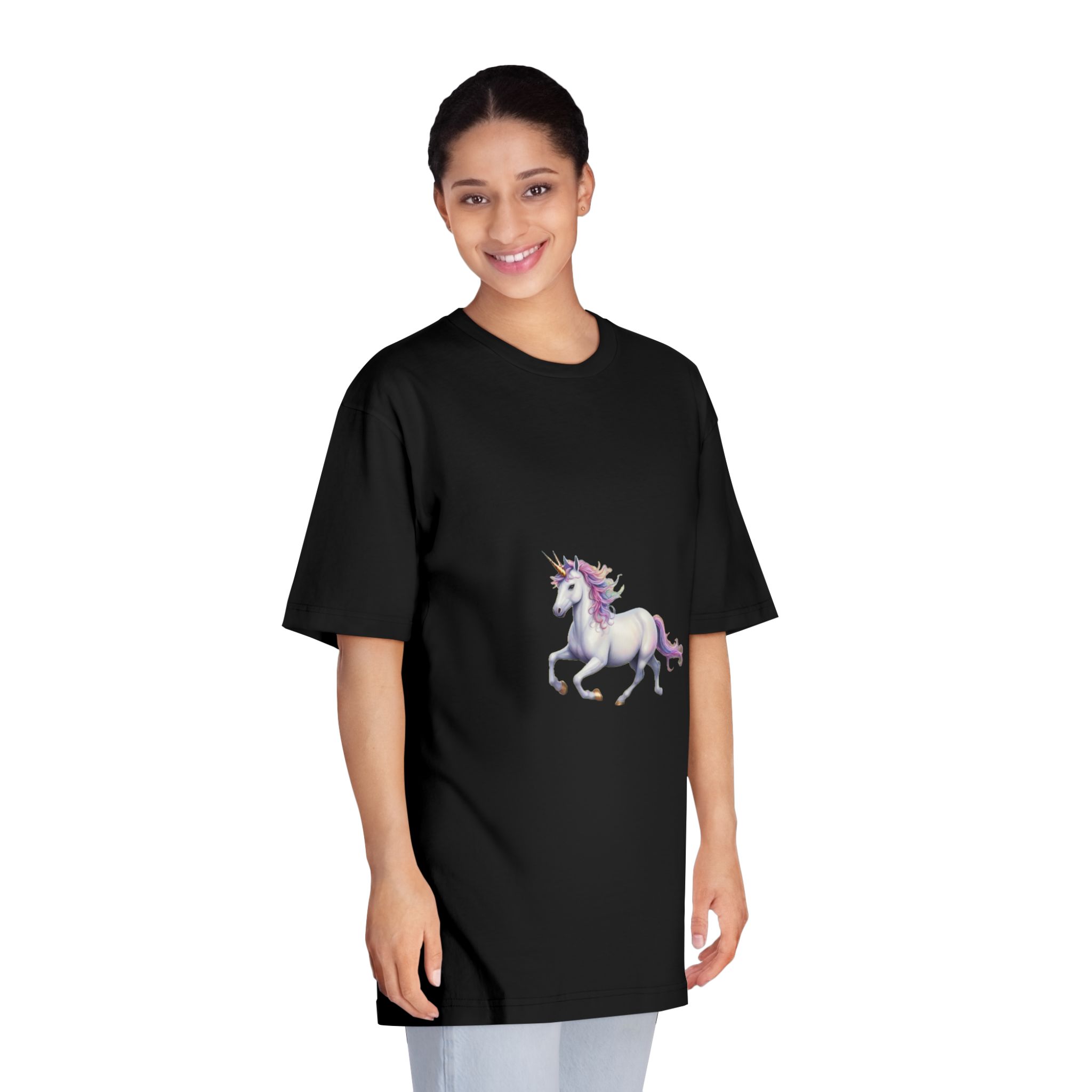 Beautiful Unicorn Running Magical Meadow Unicorn Background Images Whimsical Unicorn (7) Unisex Classic Crewneck T Shirt - Image 7