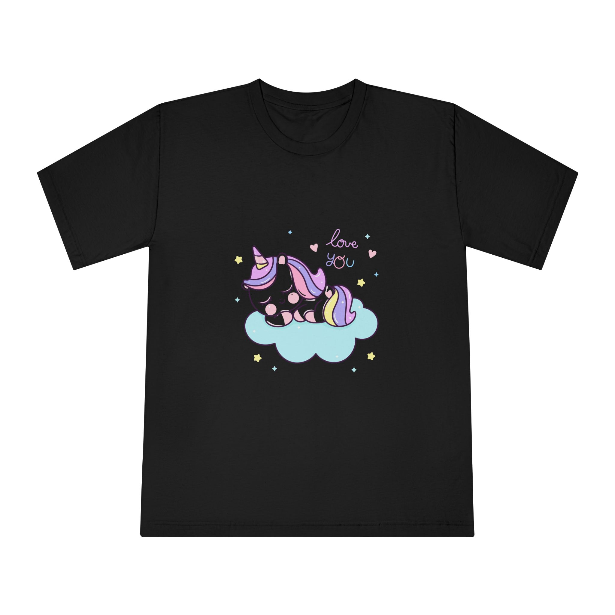 Cute Unicorn Sleep Cartoon Cloud Sweet Dream Kawaii Hand Drawn Unisex Classic Crewneck T Shirt - Image 5