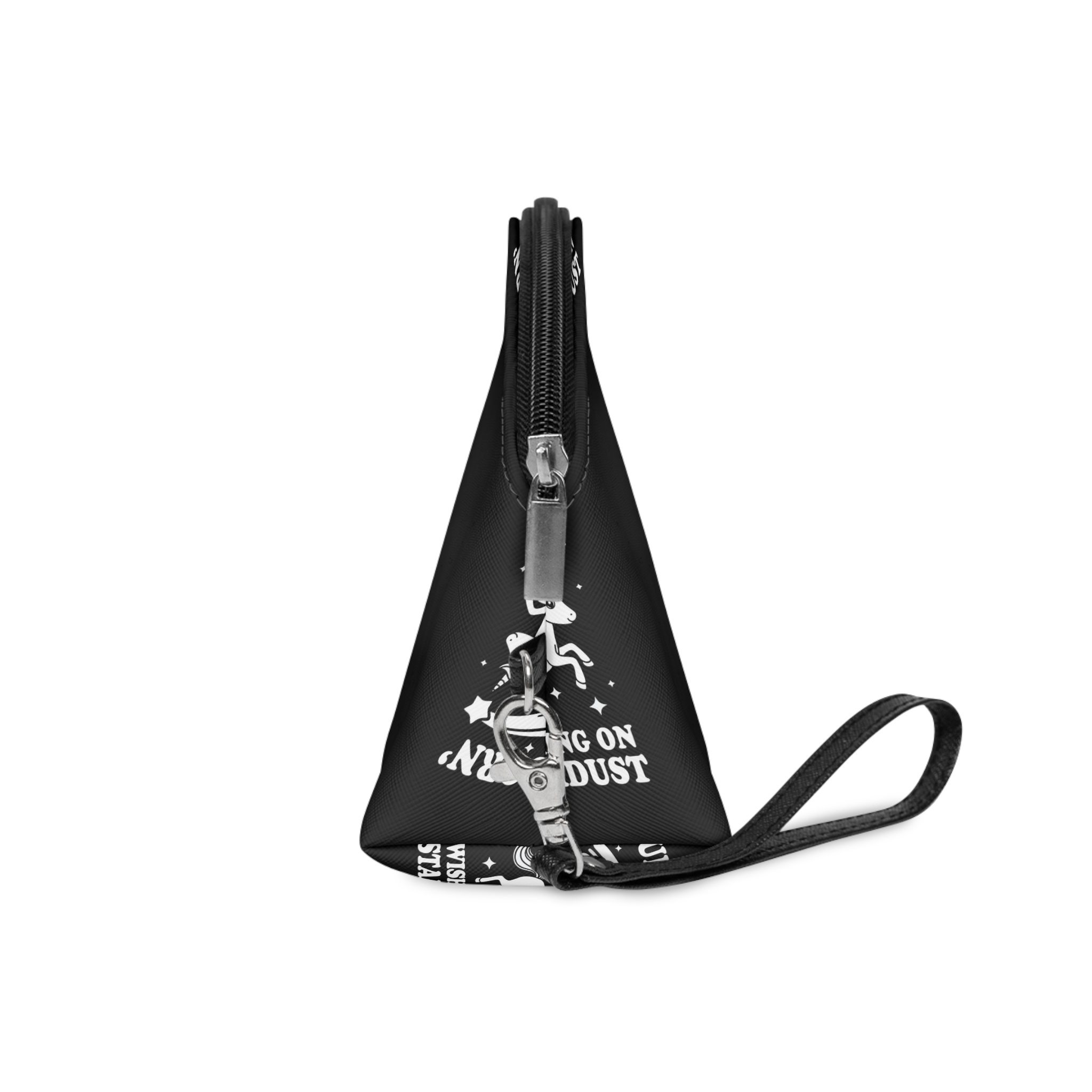 White Unicorn With Star It Is Black Background Makeup Bag - Image 3