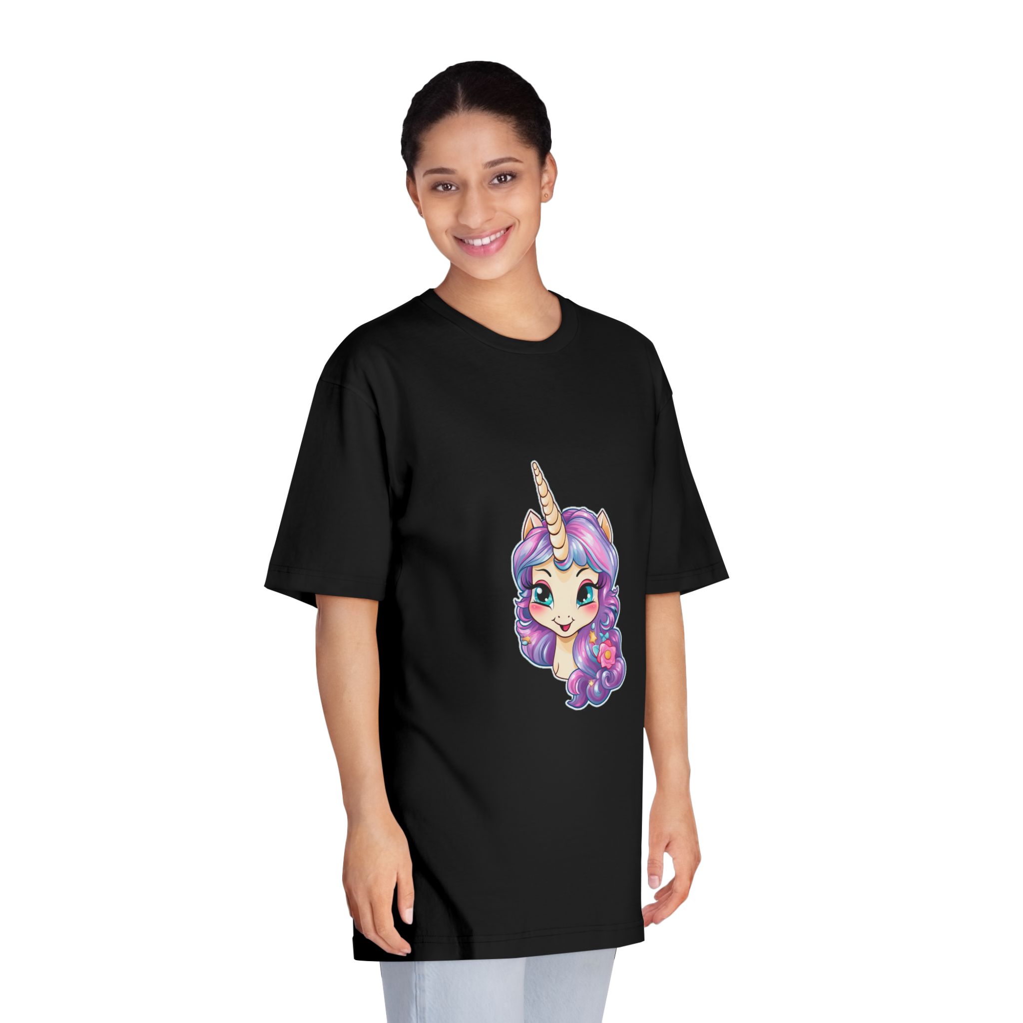 Cute Little Baby Unicorn With Rainbow Flowers Vector Illustration Set Generative Ai Unisex Classic Crewneck T Shirt - Image 7