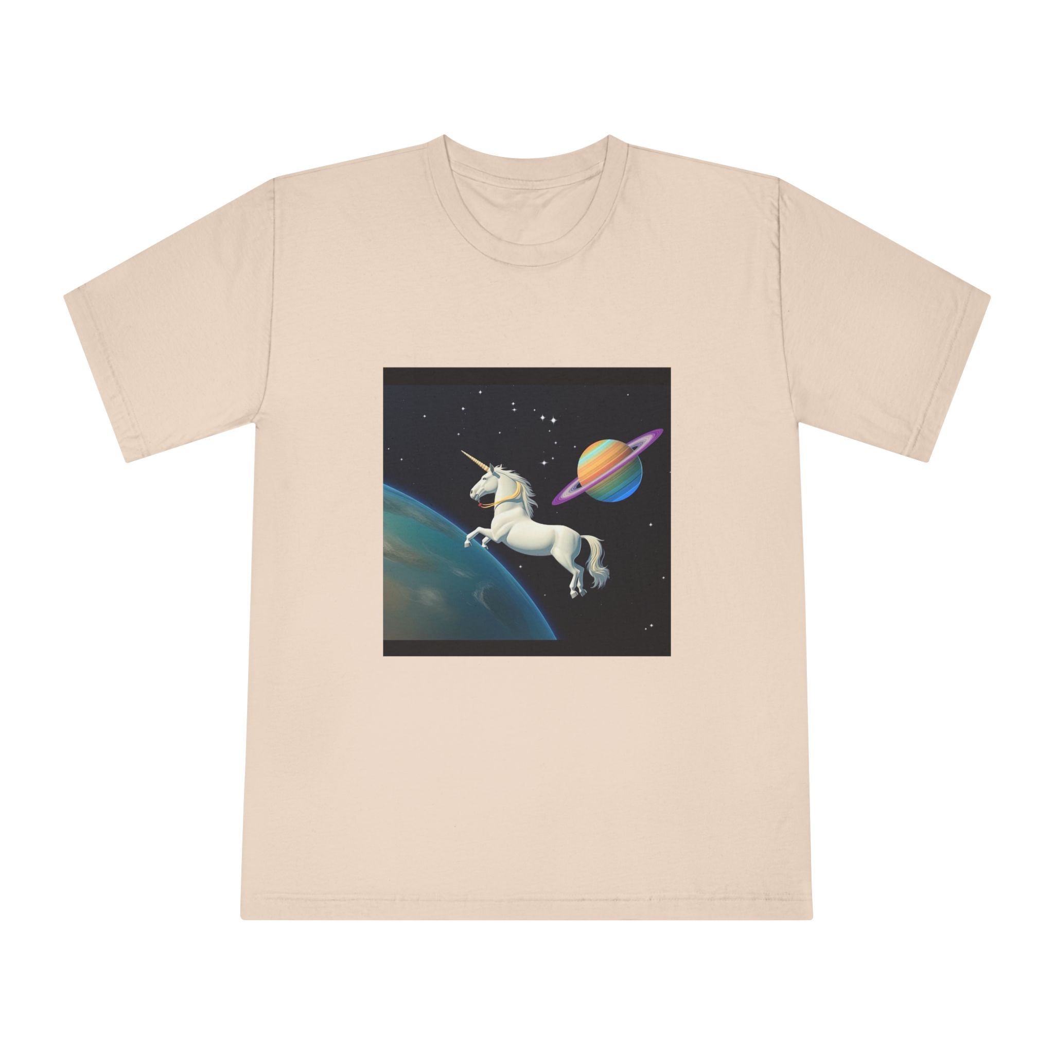Picture White Unicorn With Rainbow It Unisex Classic Crewneck T Shirt - Image 9