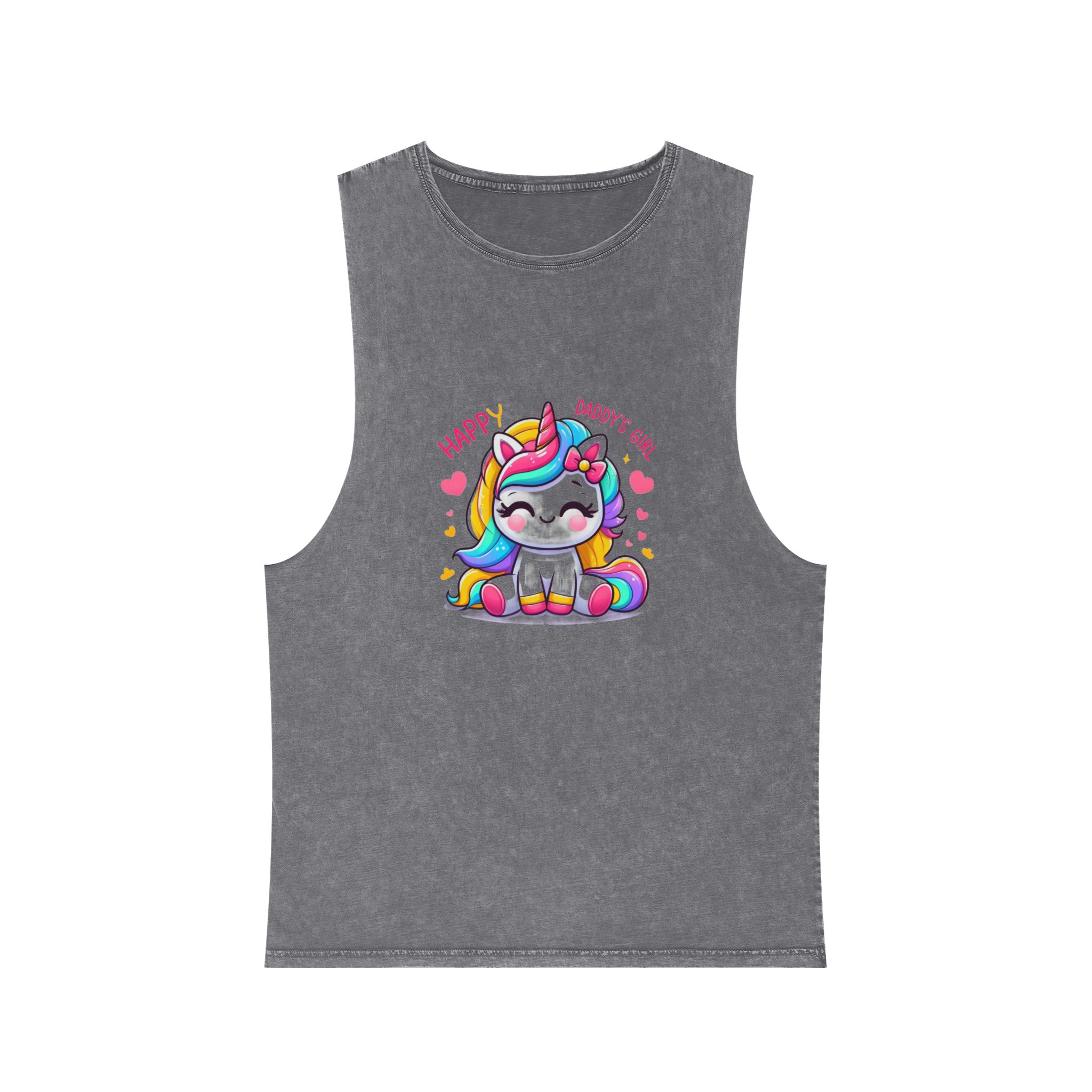 Happy Daddys Girl Unicorn Unisex Stonewash Tank Top - Image 9