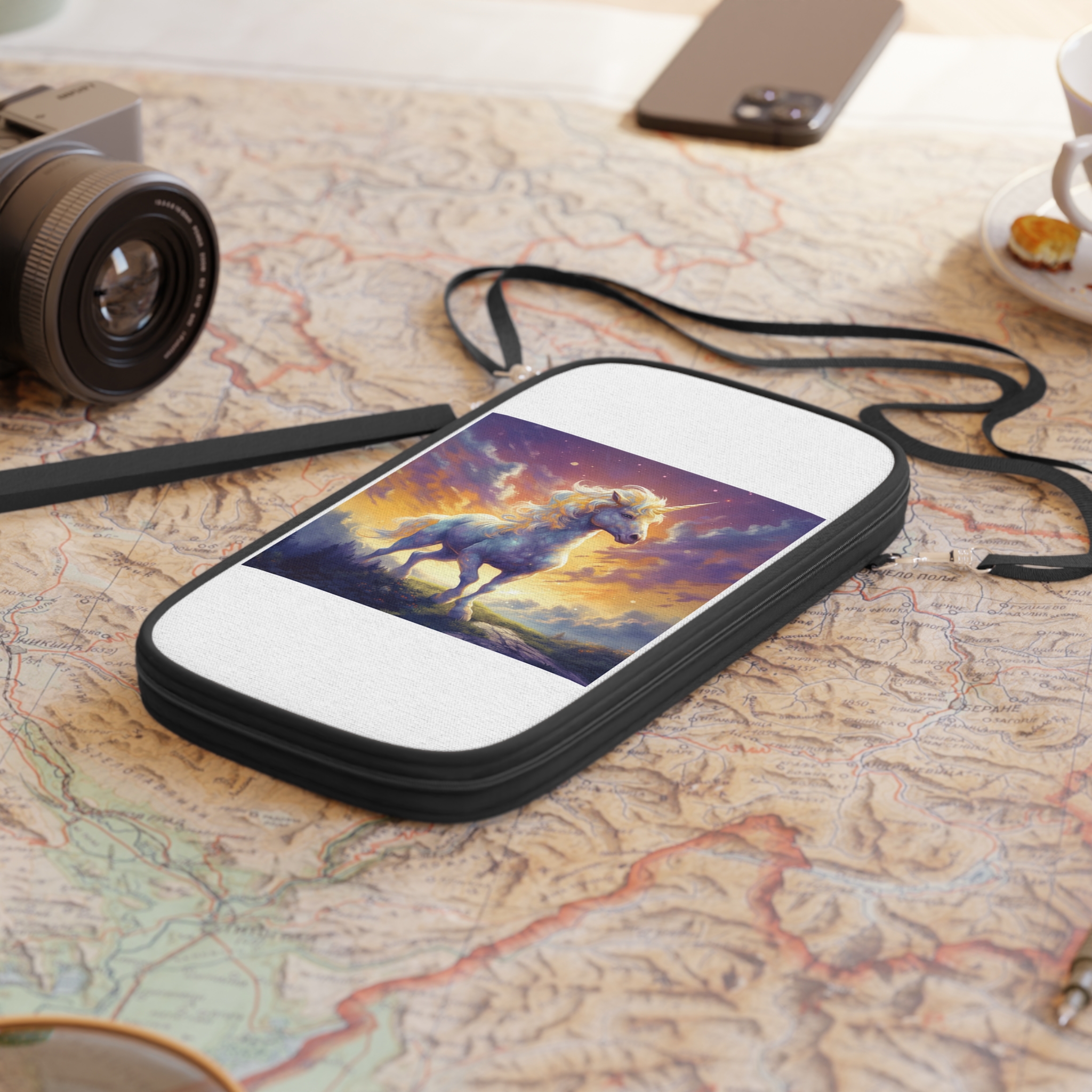 Painting Unicorn Standing Hill With Sunset Background Generative Ai (1) Passport Wallet - Image 4