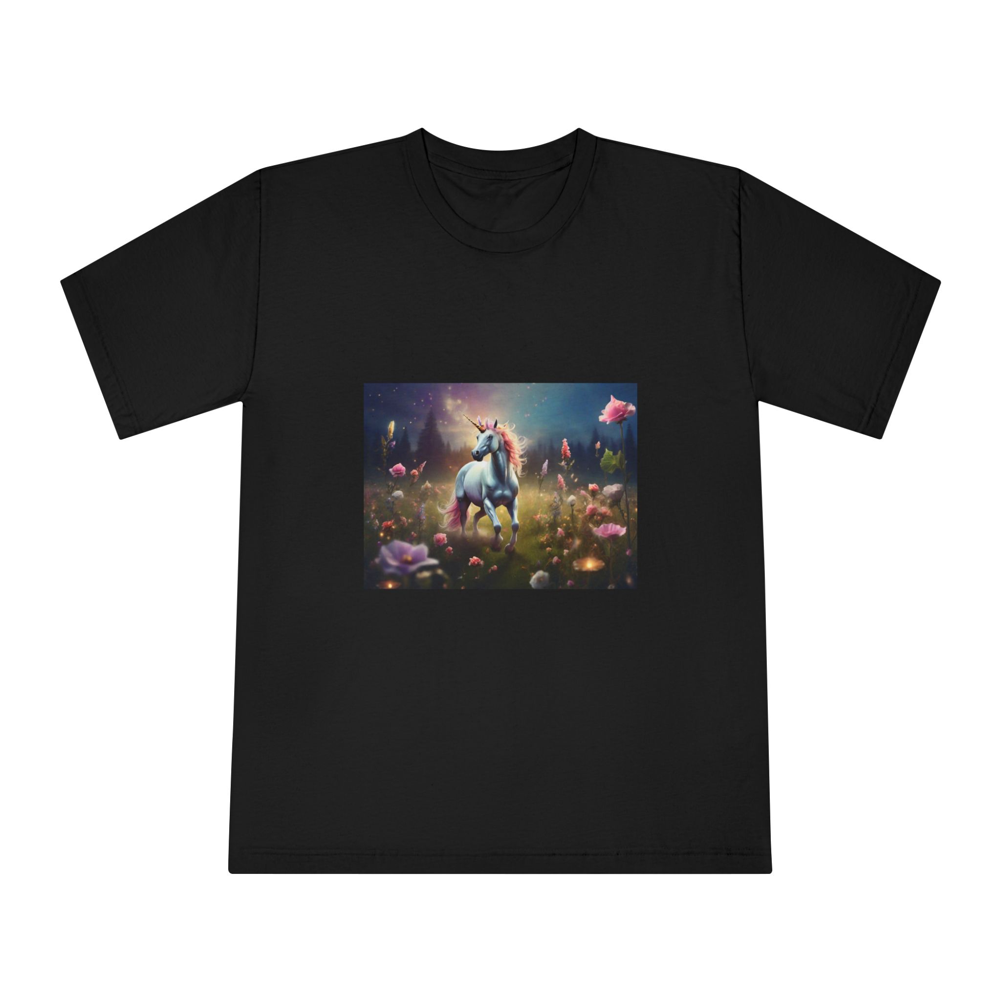 Beautiful Unicorn Running Magical Meadow Unicorn Background Images Whimsical Unicorn (32) Unisex Classic Crewneck T Shirt - Image 5