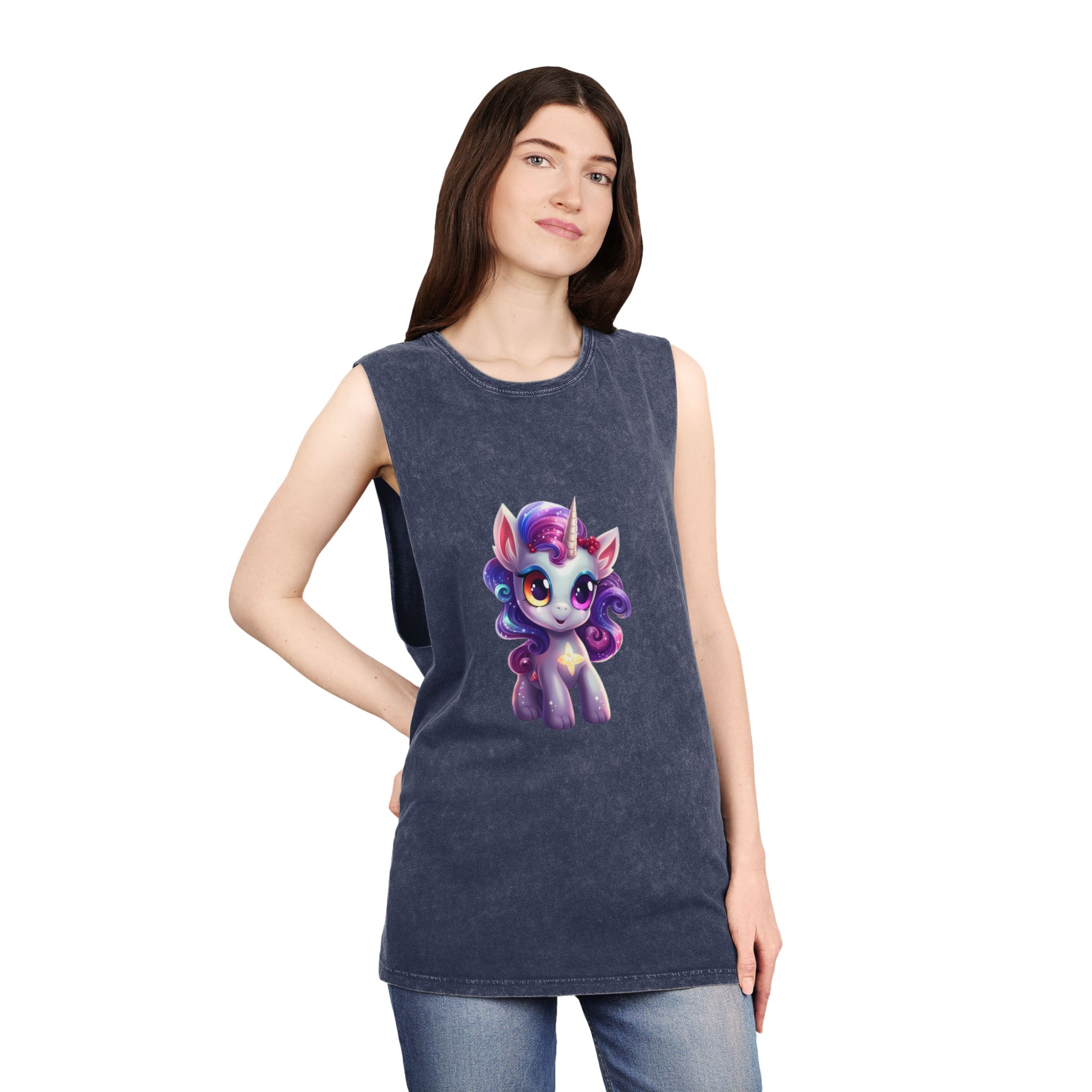 Beautiful Cute Baby Unicorn (2) Unisex Stonewash Tank Top - Image 16