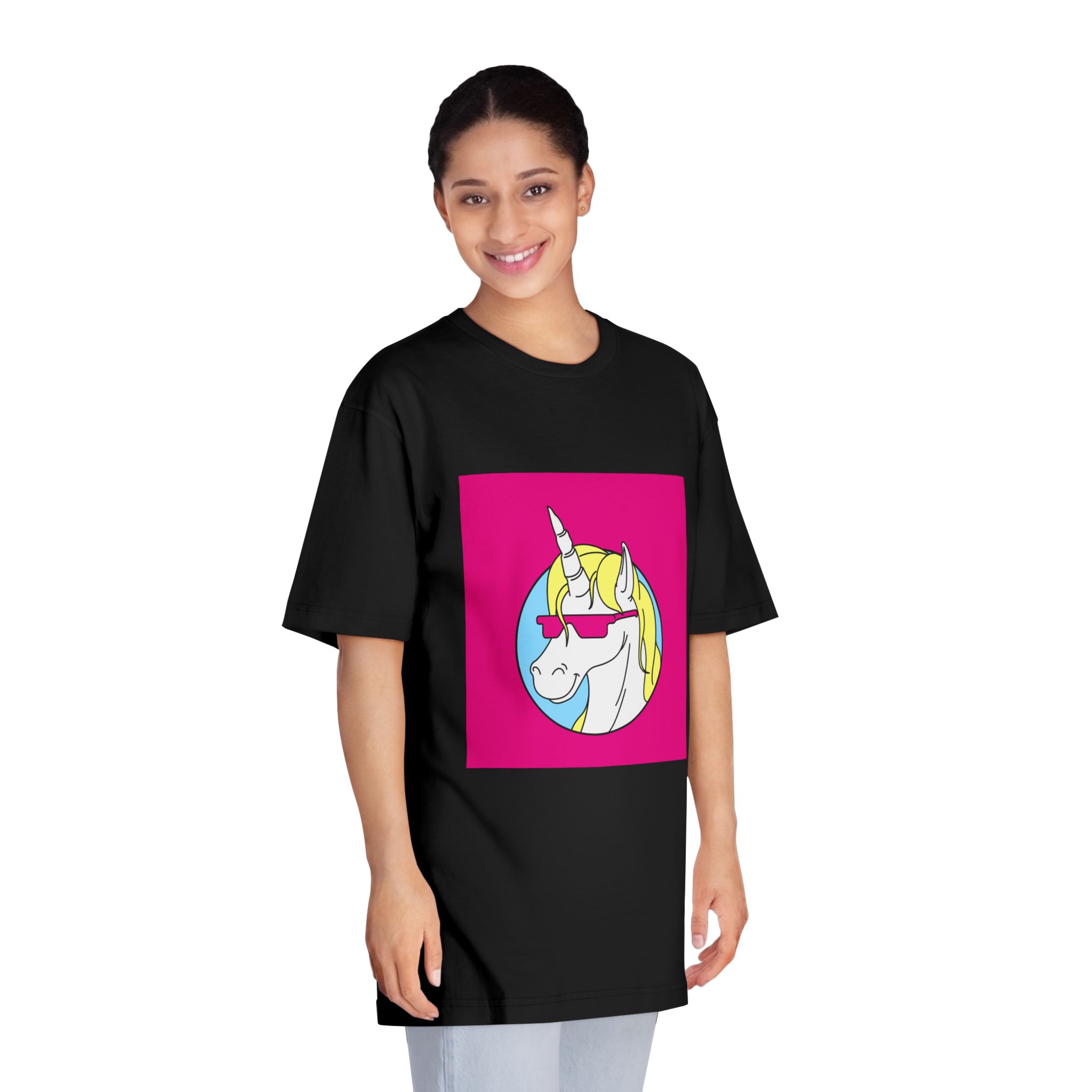 Retro Emblem of Unicorn Wearning A Glasses Unisex Classic Crewneck T Shirt - Image 7