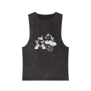 Cute Funny Unicorns Rainbow Beautiful Trend Baby Print Vector Illustration Dream Big Letters Unisex Stonewash Tank Top
