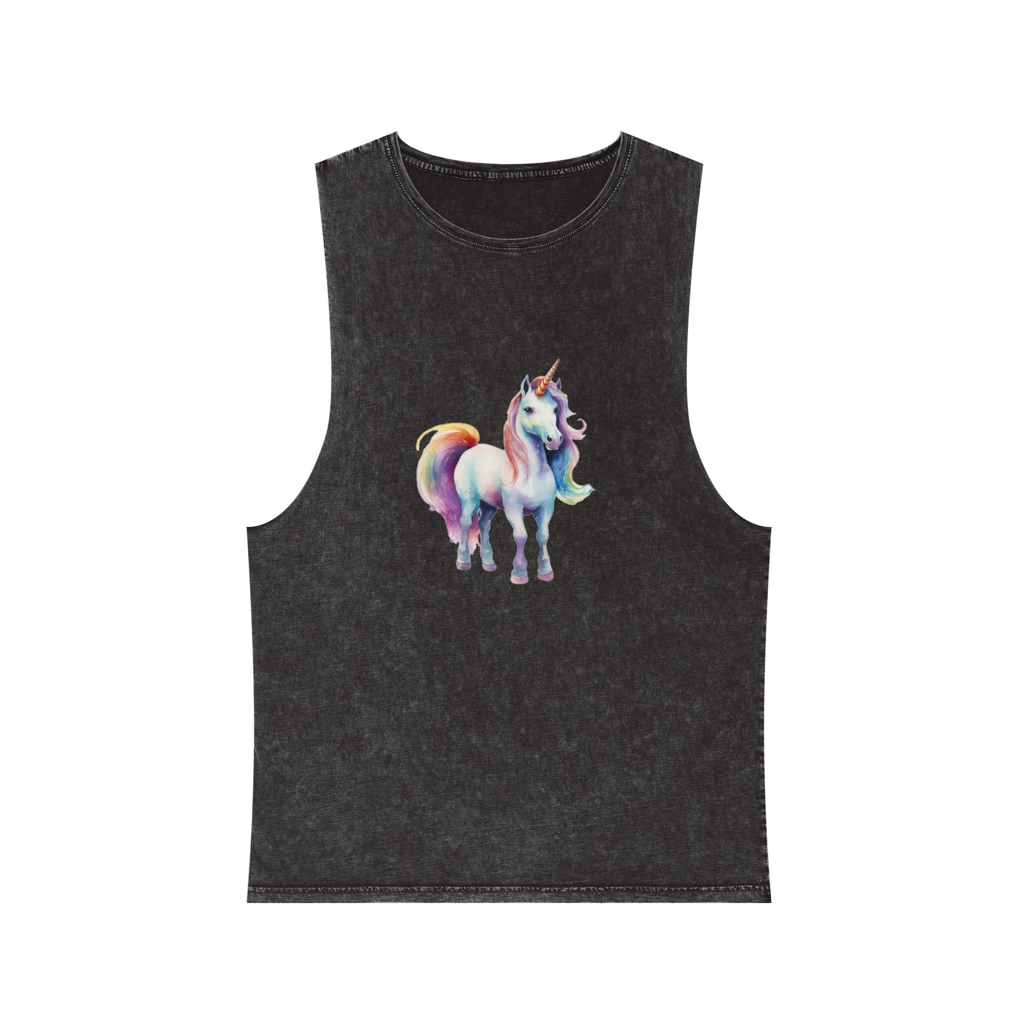 Painting Unicorn With Colorful Mane Long Mane Generative Ai (1) Unisex Stonewash Tank Top