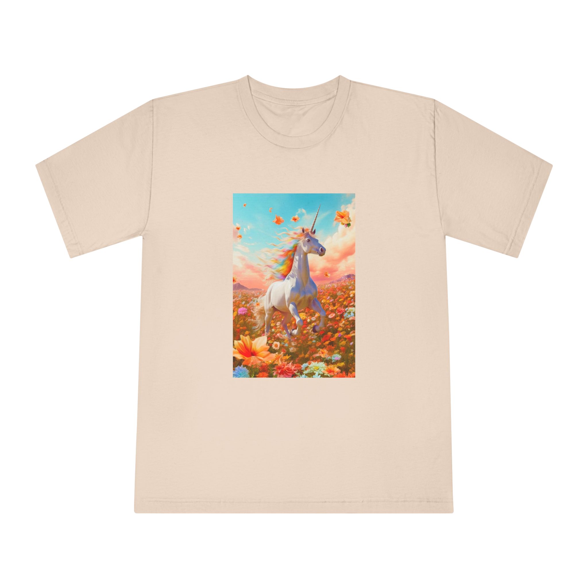 Image White Unicorn Running Through Field Wildflowers Generative Ai Unisex Classic Crewneck T Shirt - Image 9