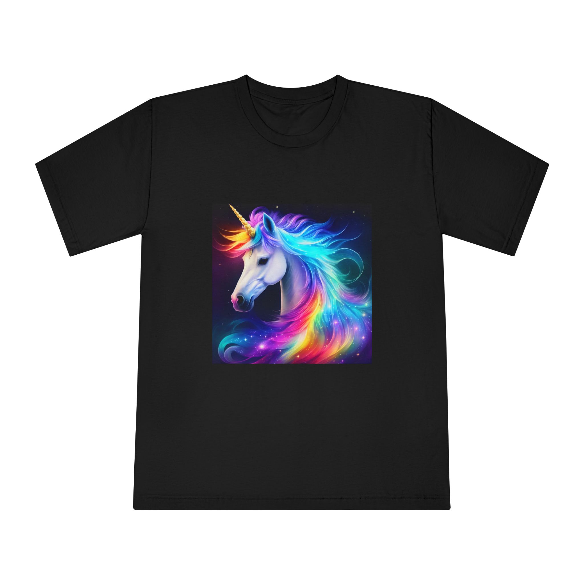 Portrait Unicorn Isolated Stars Background Generative Artificial Intelligence Unisex Classic Crewneck T Shirt - Image 5
