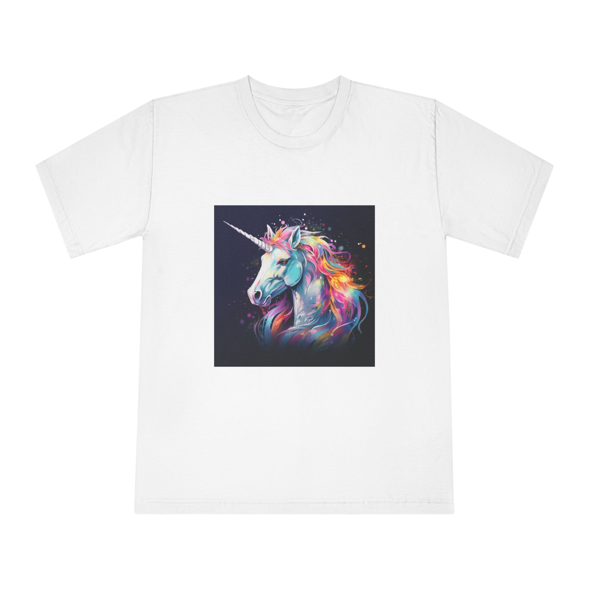 Unicorn Head Colorful Art White Background Unisex Classic Crewneck T Shirt