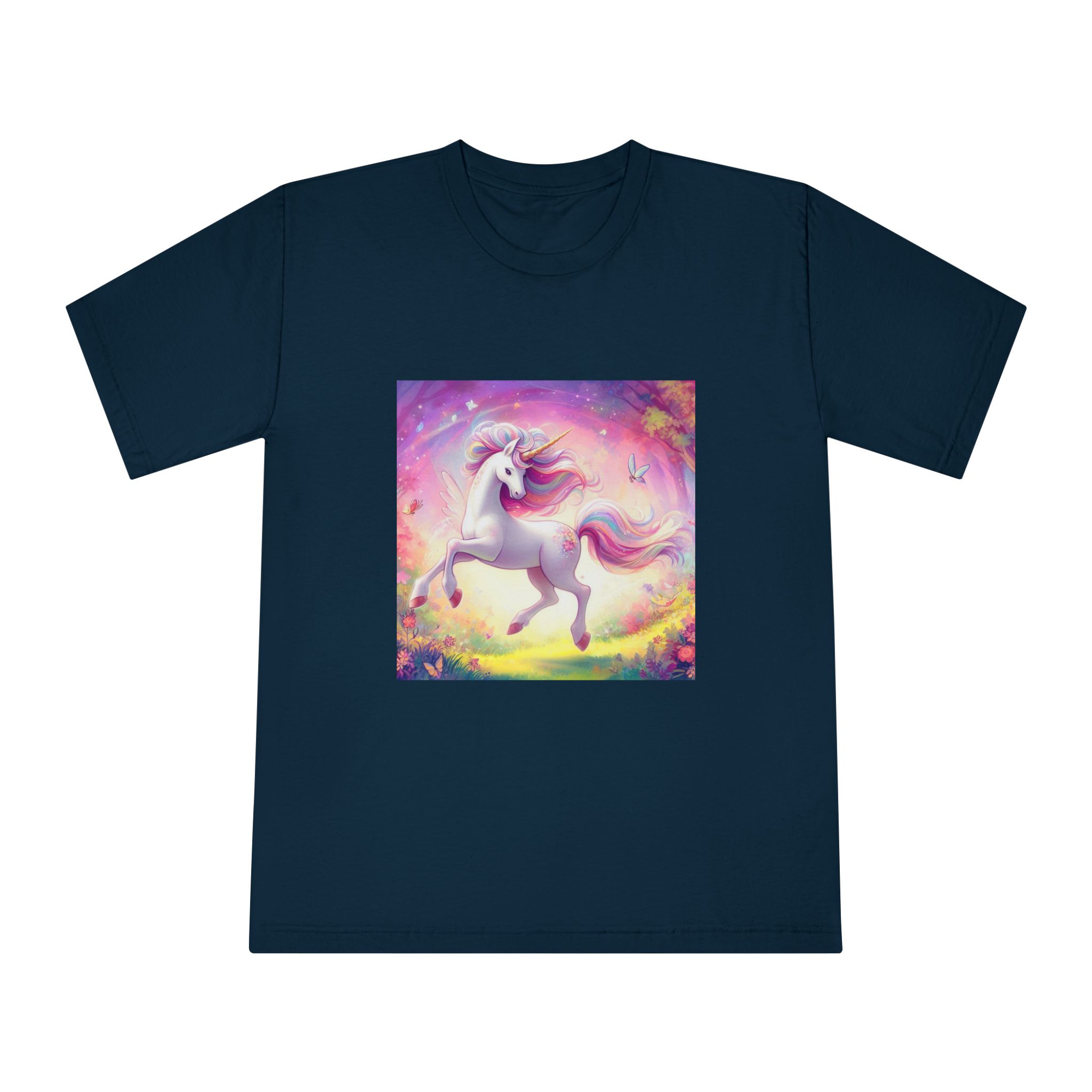 Beautiful Unicorn Running Magical Meadow Unicorn Background Images Whimsical Unicorn (44) Unisex Classic Crewneck T Shirt - Image 17