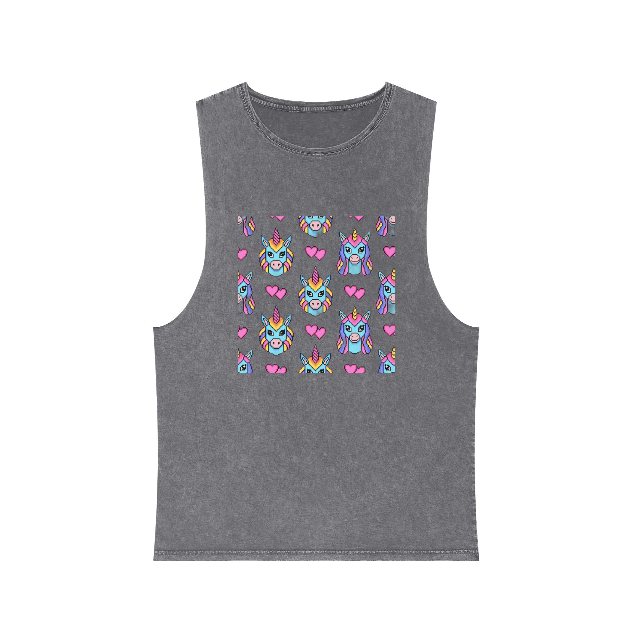 Unicorn Pattern Unisex Stonewash Tank Top - Image 9