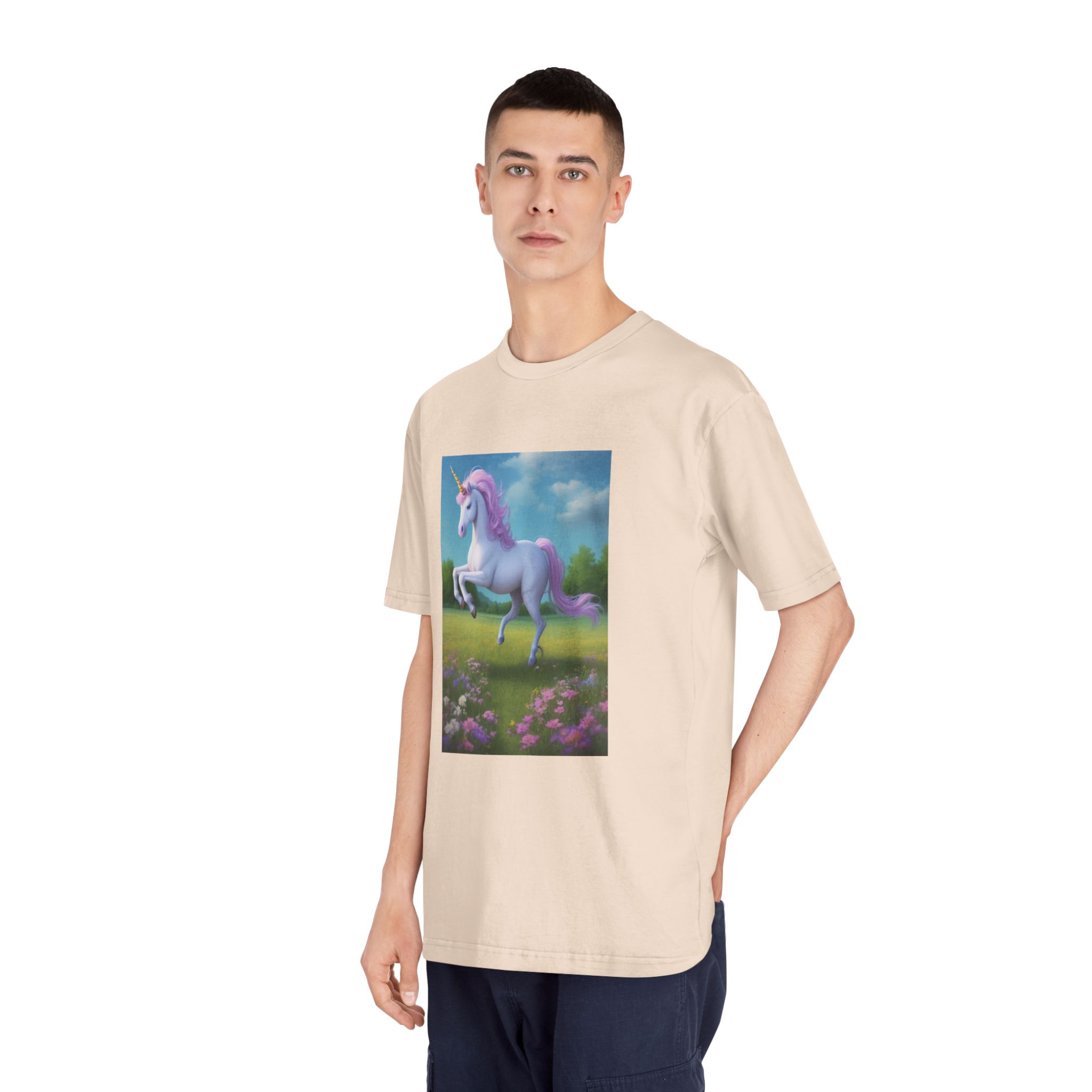 Beautiful Unicorn Running Magical Meadow Unicorn Background Images Whimsical Unicorn (3) Unisex Classic Crewneck T Shirt - Image 12