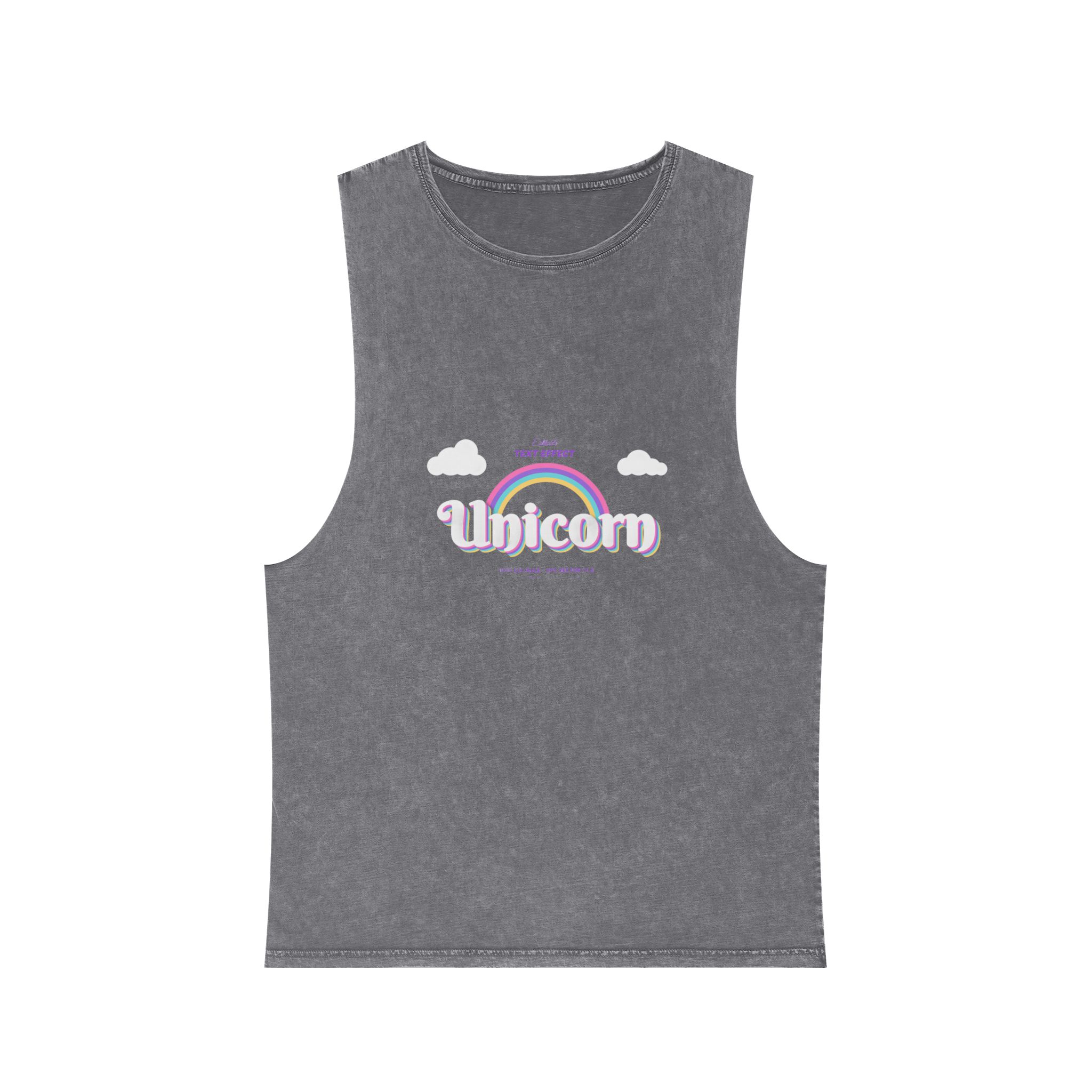 Cute Unicorn Editable Text Effect Unisex Stonewash Tank Top - Image 9