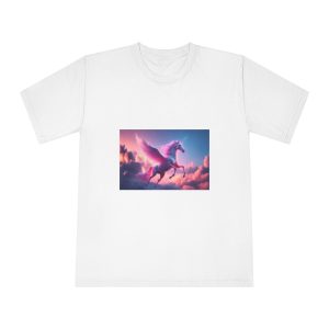 Magical Pink Unicorn Background Sky With Pink Clouds (1) Unisex Classic Crewneck T Shirt