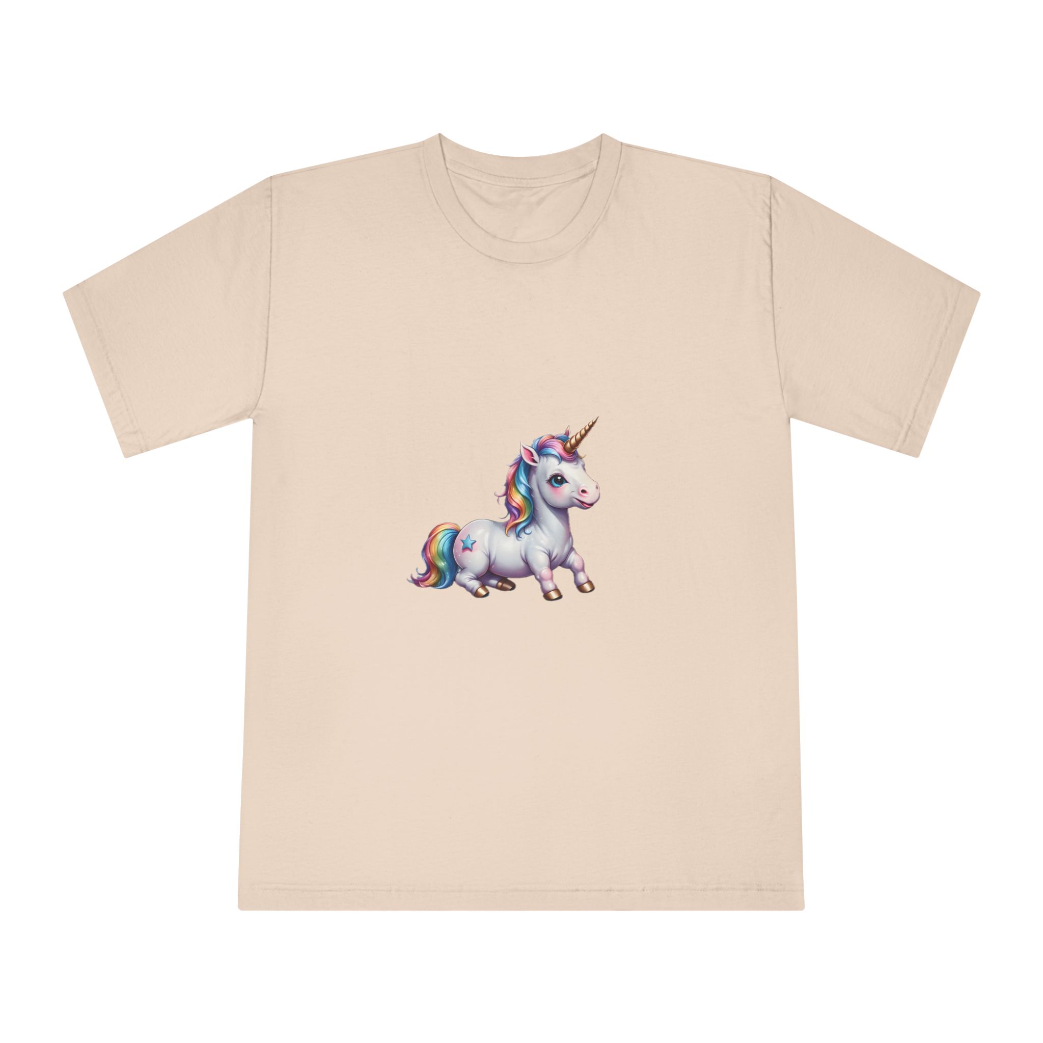Happy Unicorn Background Sky Rainbow Unisex Classic Crewneck T Shirt - Image 9