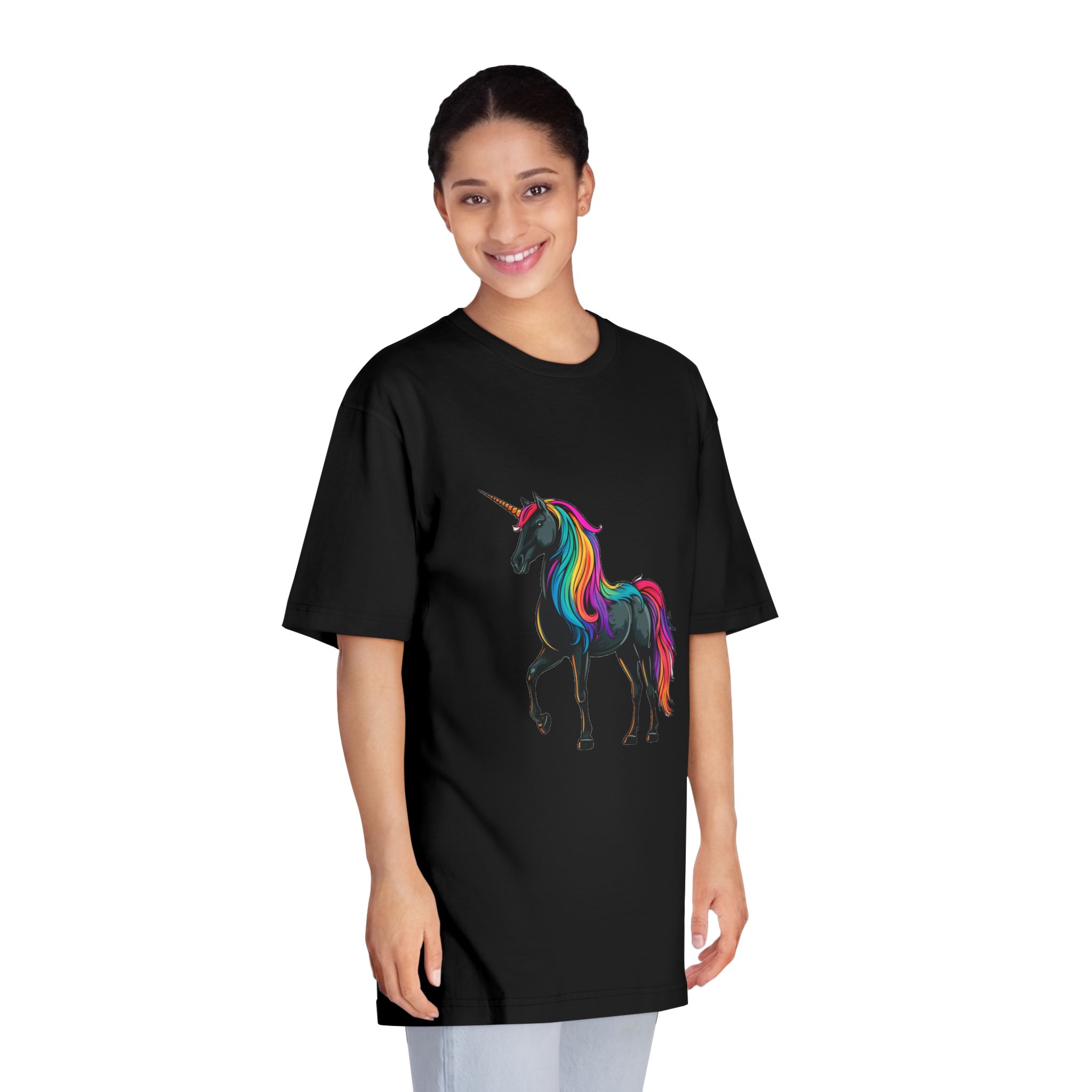 Cartoon Unicorn With Rainbow Mane Horn Generative Ai Unisex Classic Crewneck T Shirt - Image 7